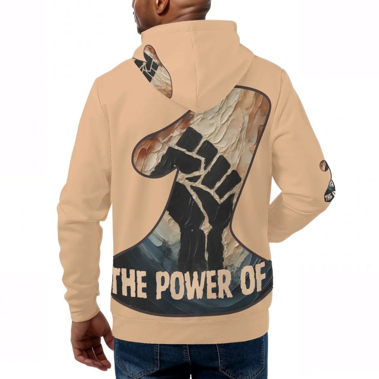 Mens All Over Print Warm Velvet Lined Hoodie "The Power of One"