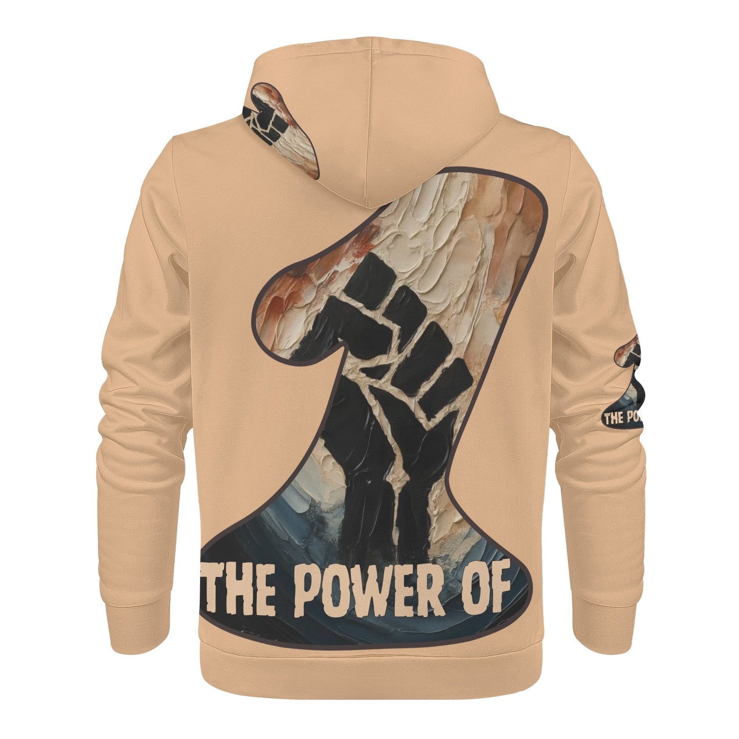 Mens All Over Print Warm Velvet Lined Hoodie "The Power of One"