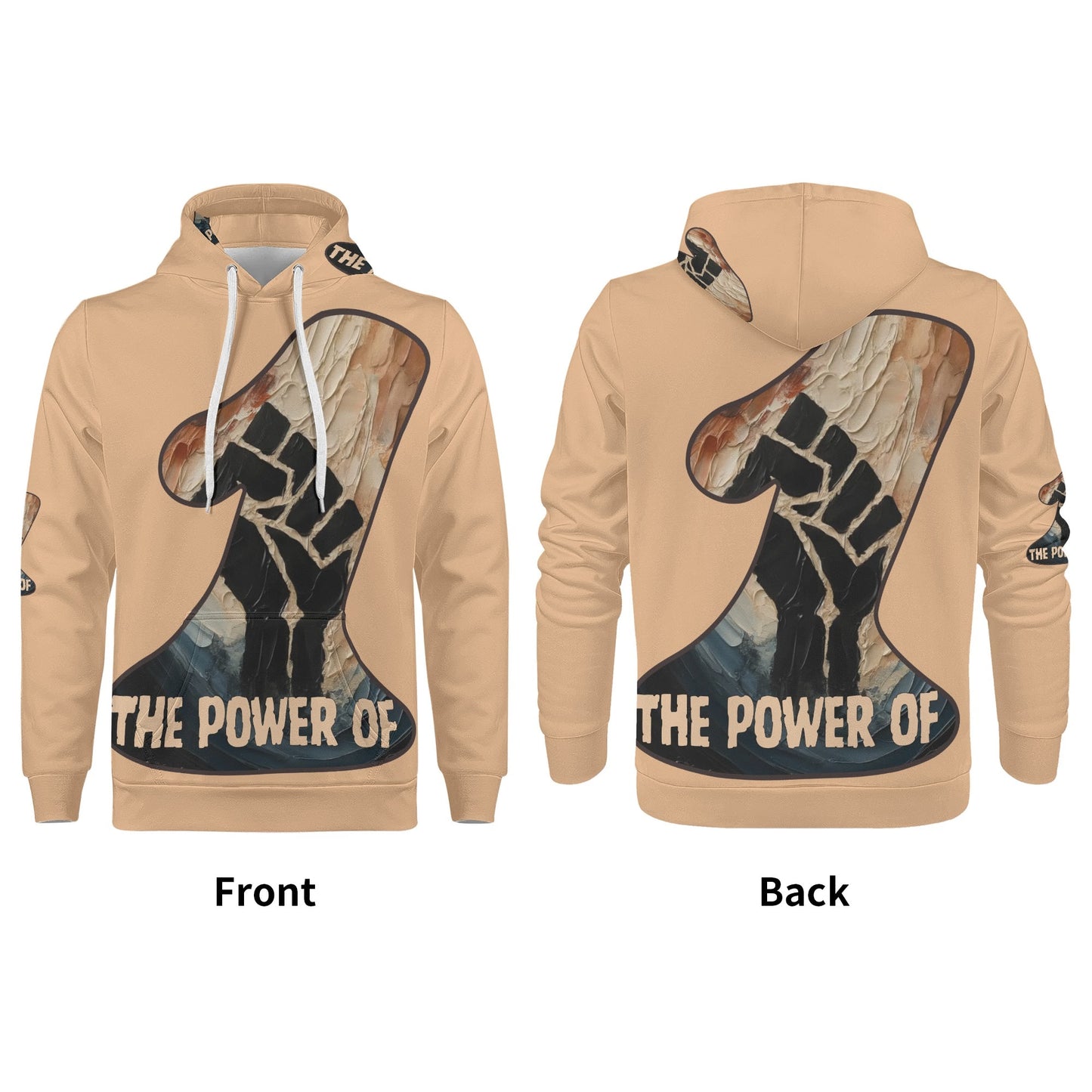 Mens All Over Print Warm Velvet Lined Hoodie "The Power of One"