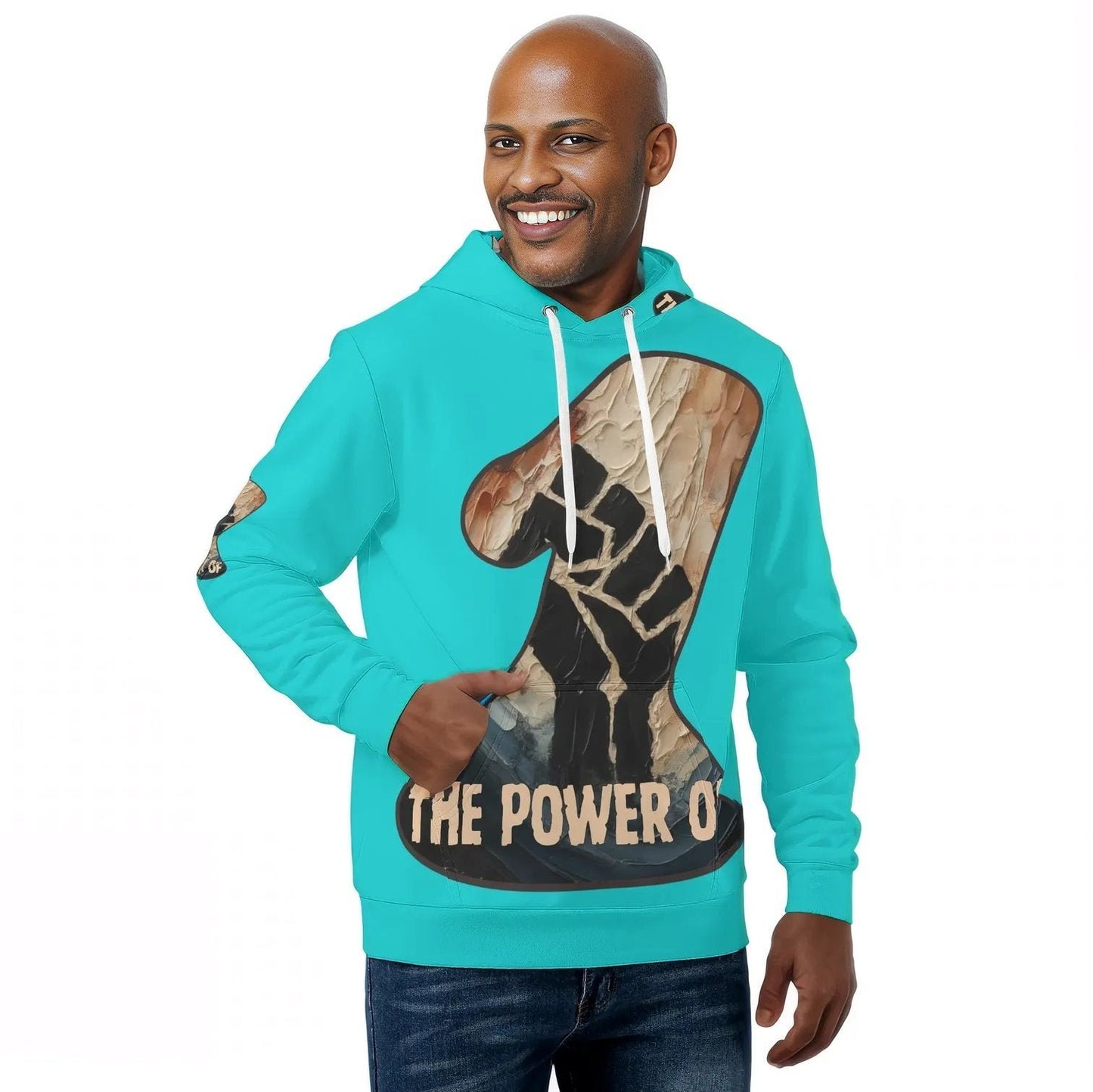 Mens All Over Print Warm Velvet Lined Hoodie "The Power of One"