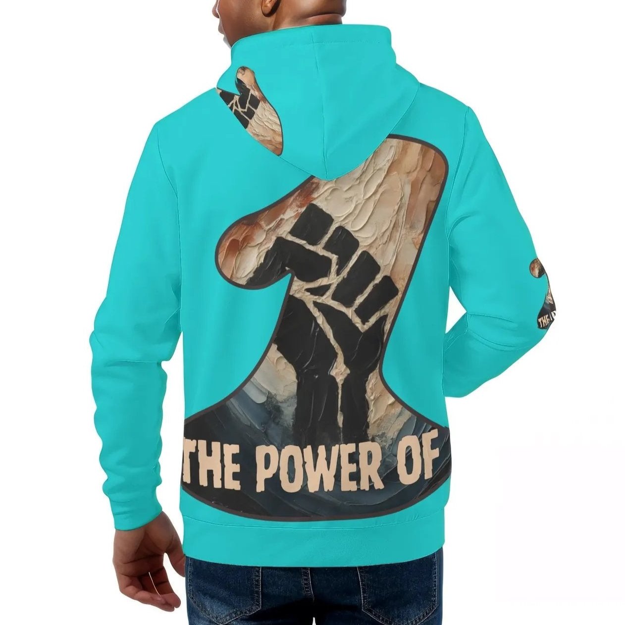 Mens All Over Print Warm Velvet Lined Hoodie "The Power of One"