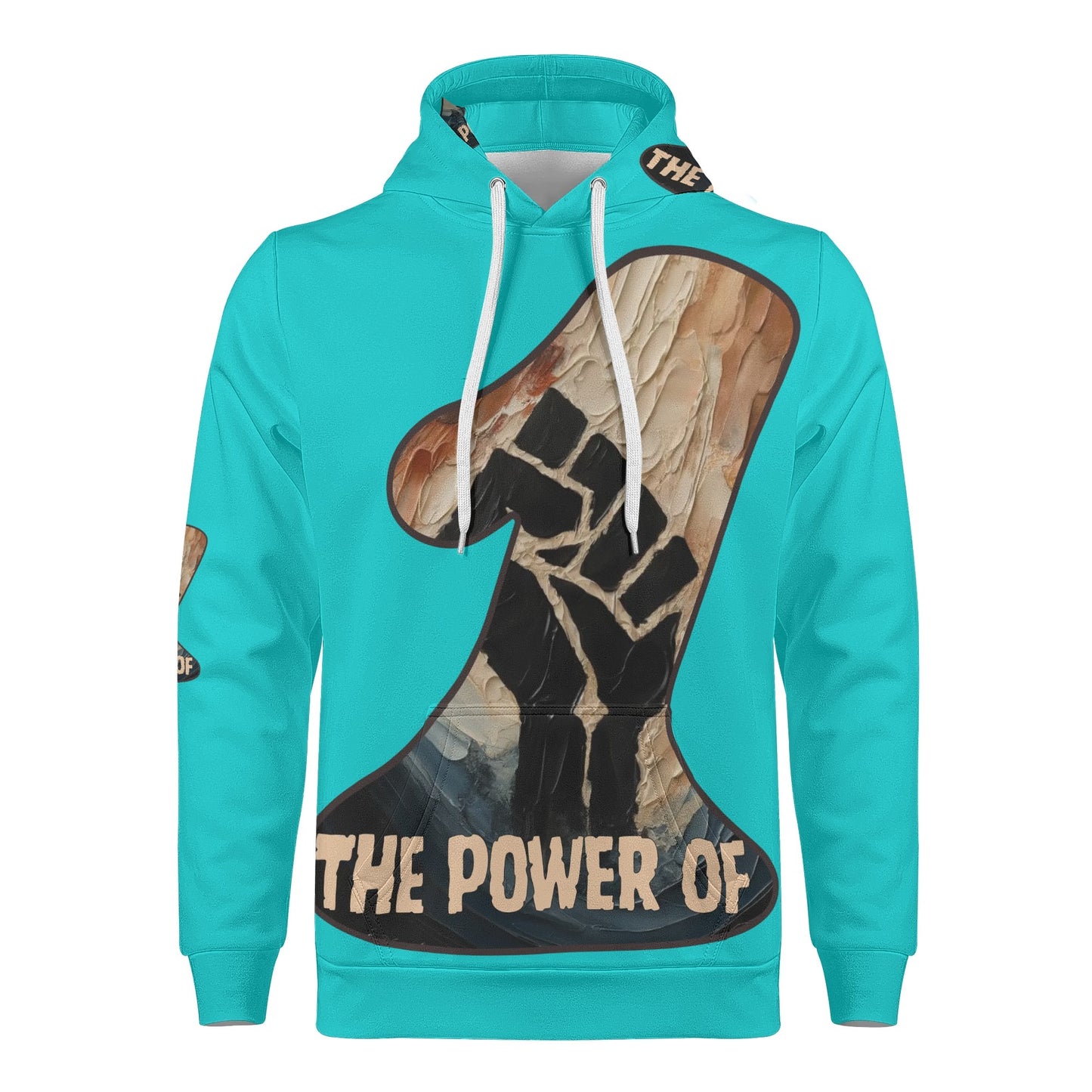 Mens All Over Print Warm Velvet Lined Hoodie "The Power of One"