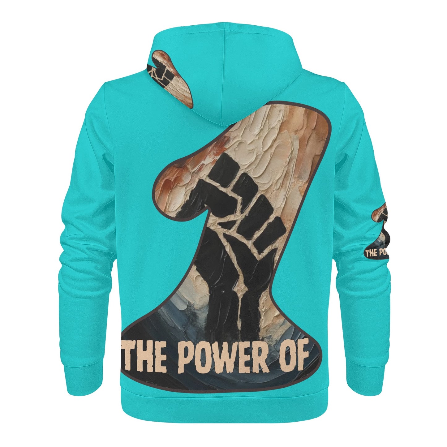 Mens All Over Print Warm Velvet Lined Hoodie "The Power of One"