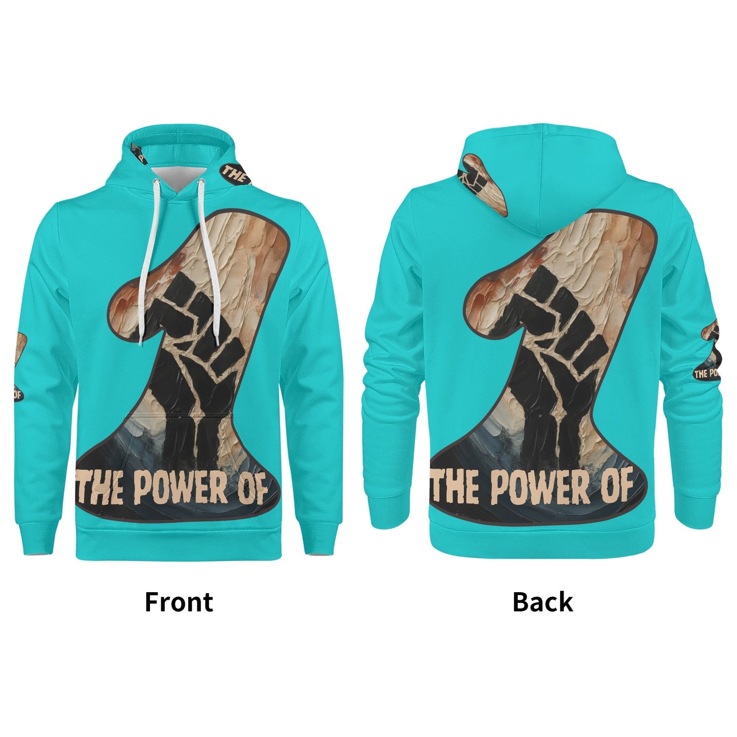 Mens All Over Print Warm Velvet Lined Hoodie "The Power of One"