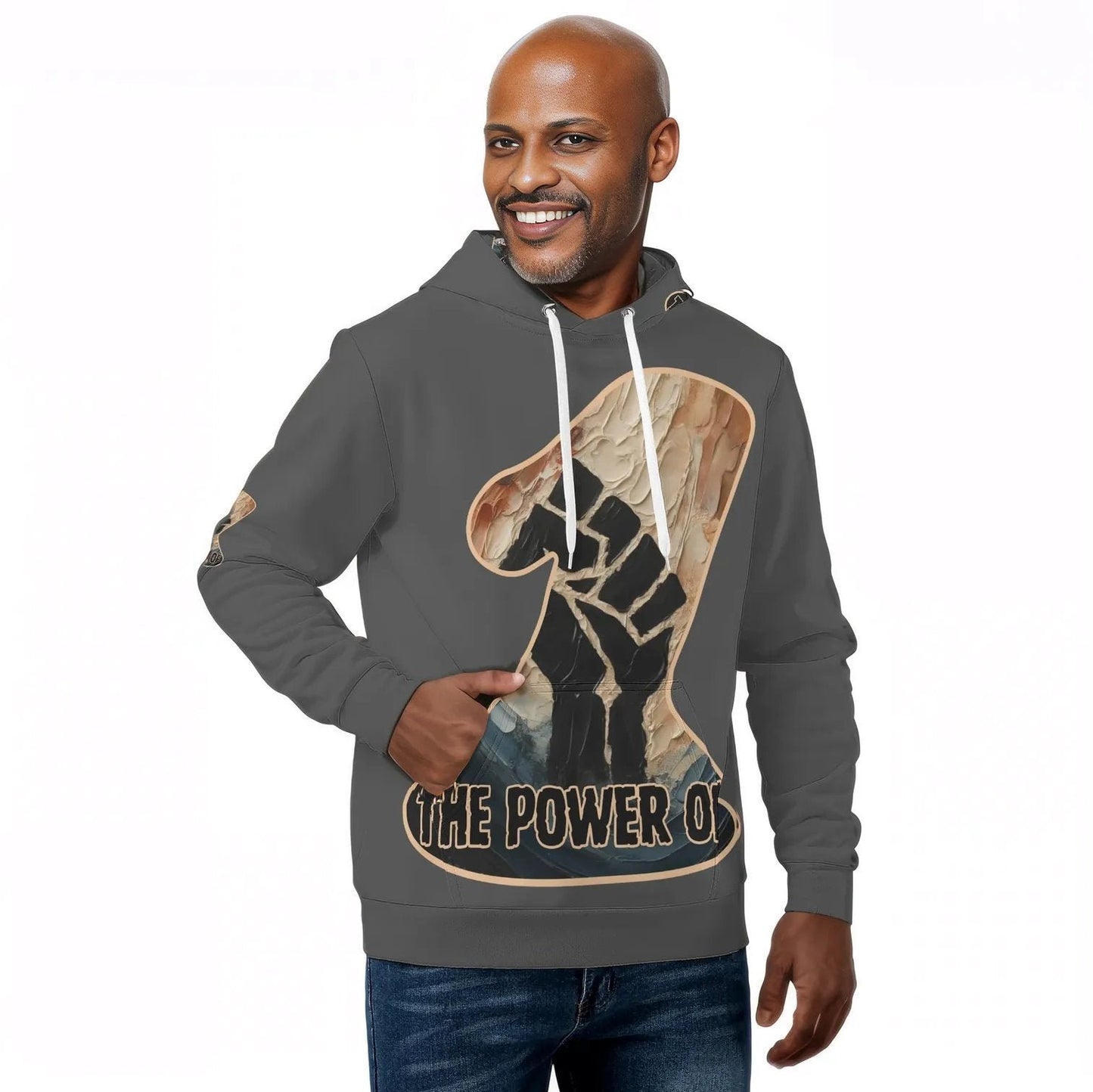 Mens All Over Print Warm Velvet Lined Hoodie "The Power of One"