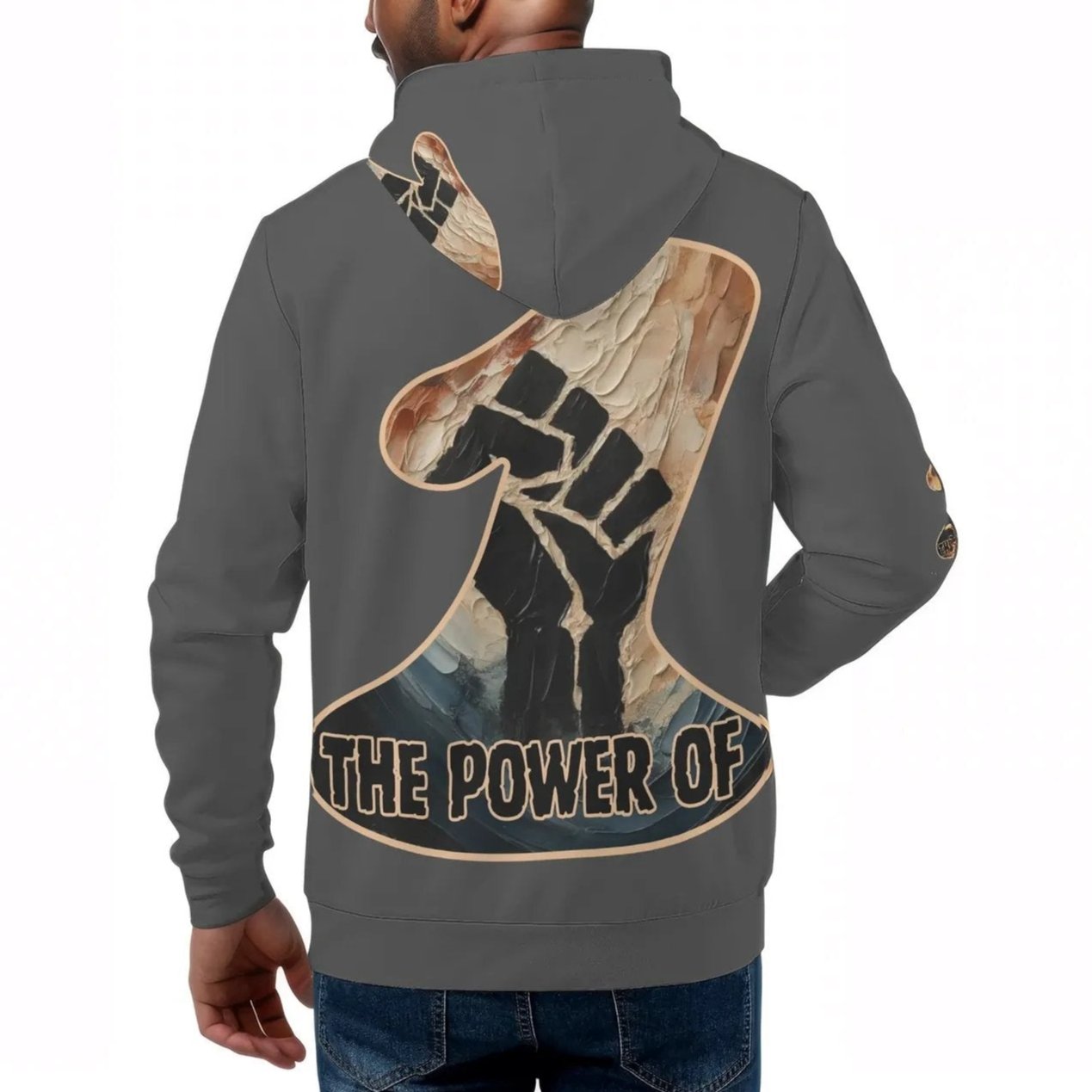 Mens All Over Print Warm Velvet Lined Hoodie "The Power of One"