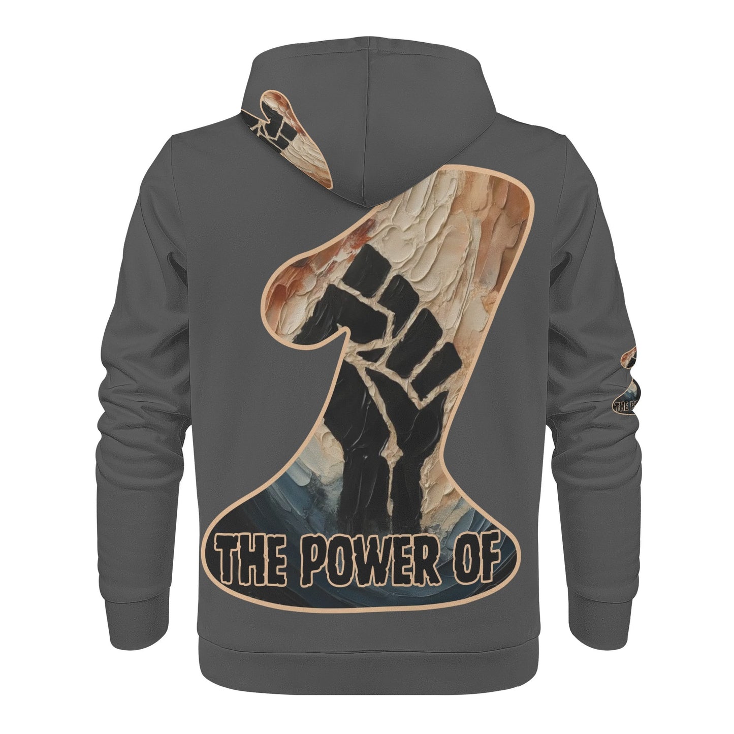 Mens All Over Print Warm Velvet Lined Hoodie "The Power of One"