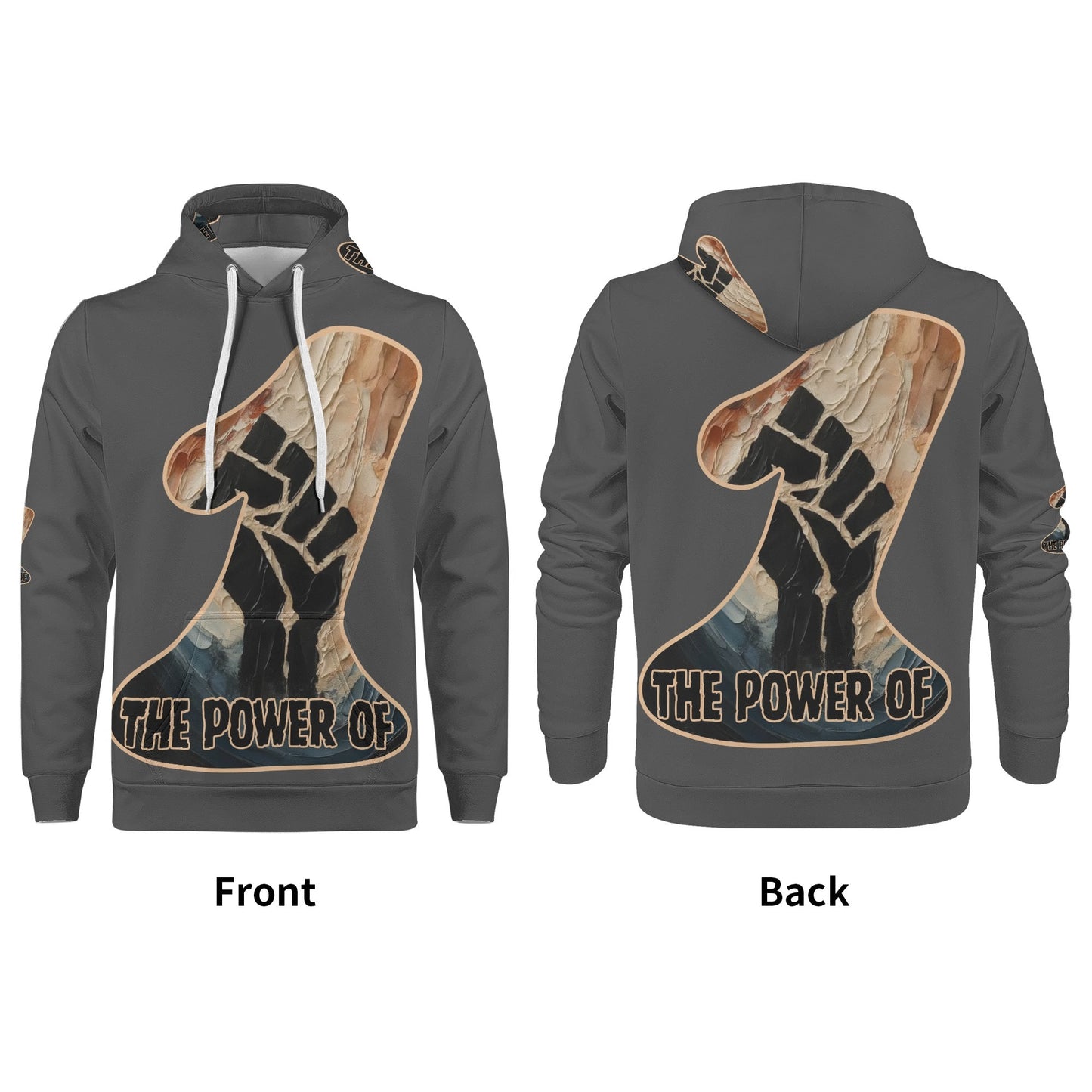 Mens All Over Print Warm Velvet Lined Hoodie "The Power of One"