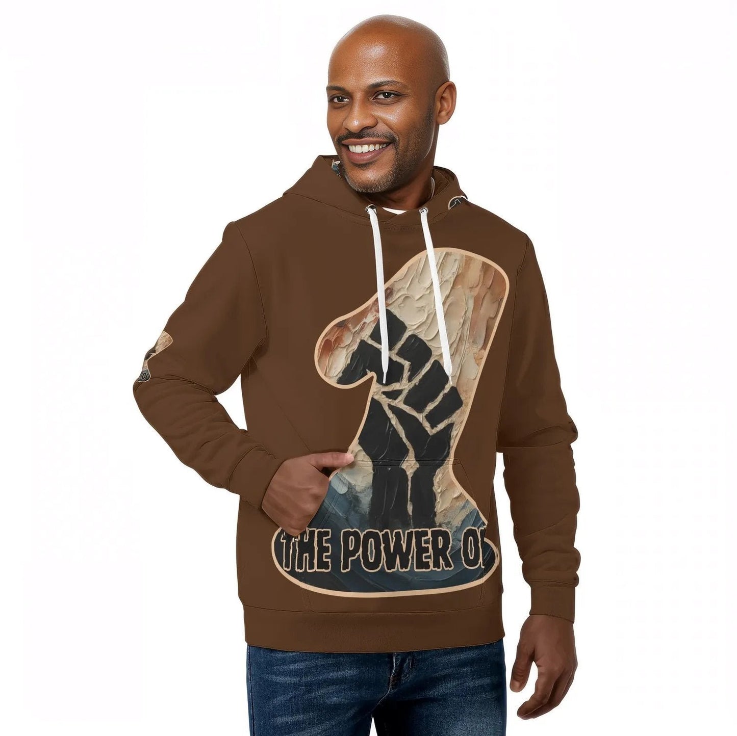 Mens All Over Print Warm Velvet Lined Hoodie "The Power of One"