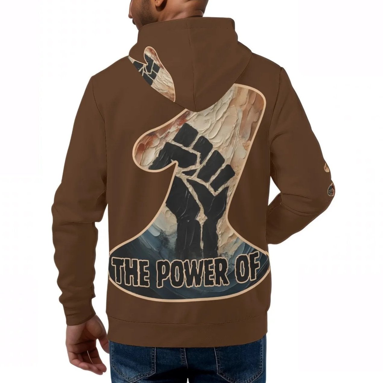 Mens All Over Print Warm Velvet Lined Hoodie "The Power of One"