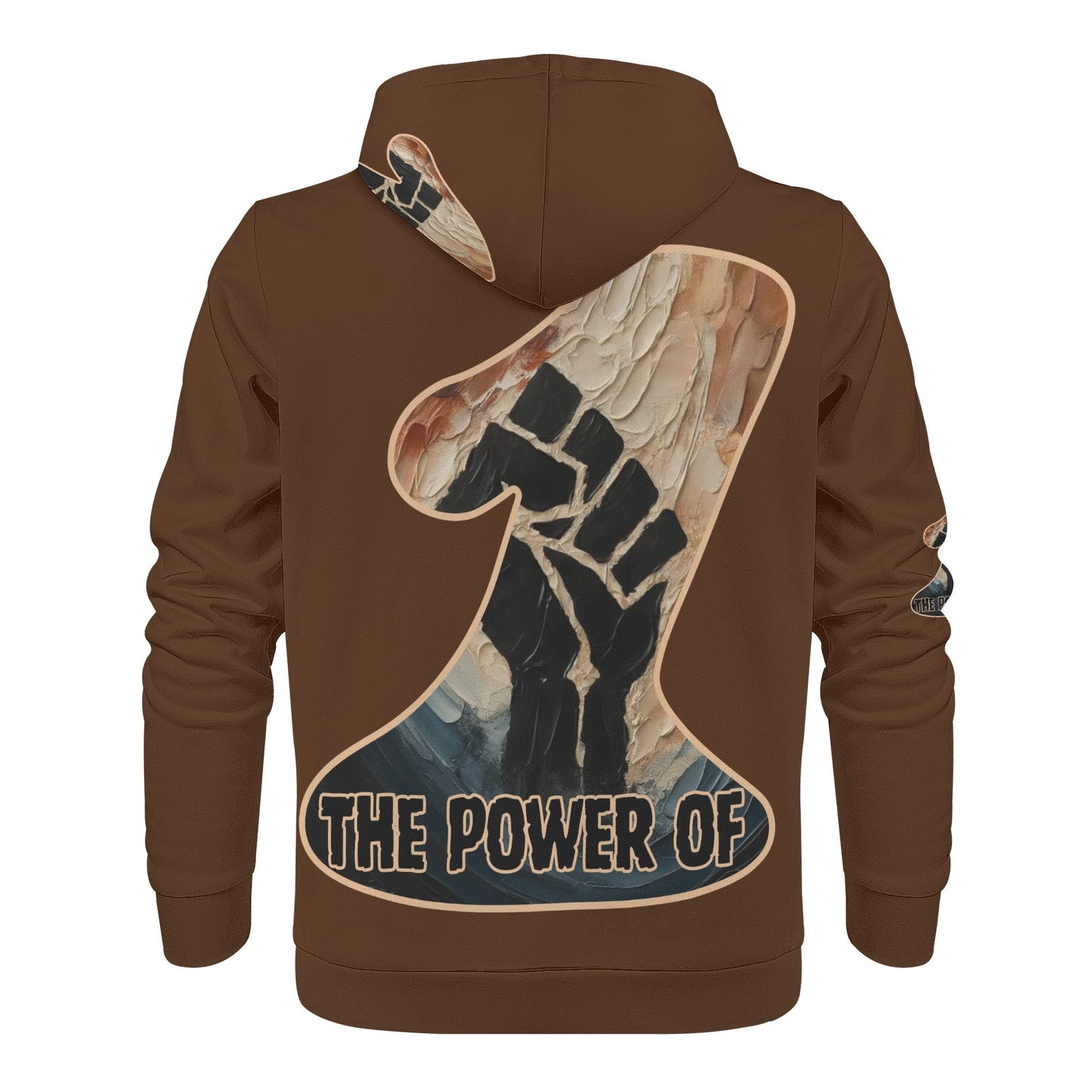 Mens All Over Print Warm Velvet Lined Hoodie "The Power of One"