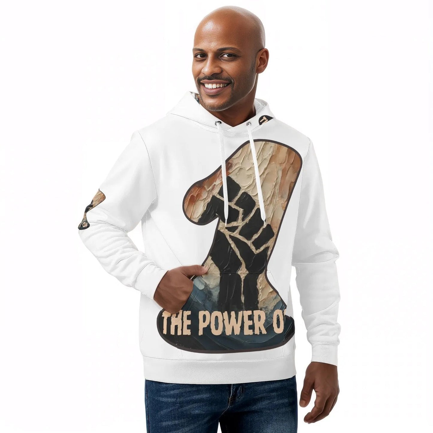 Mens All Over Print Warm Velvet Lined Hoodie "The Power of One"