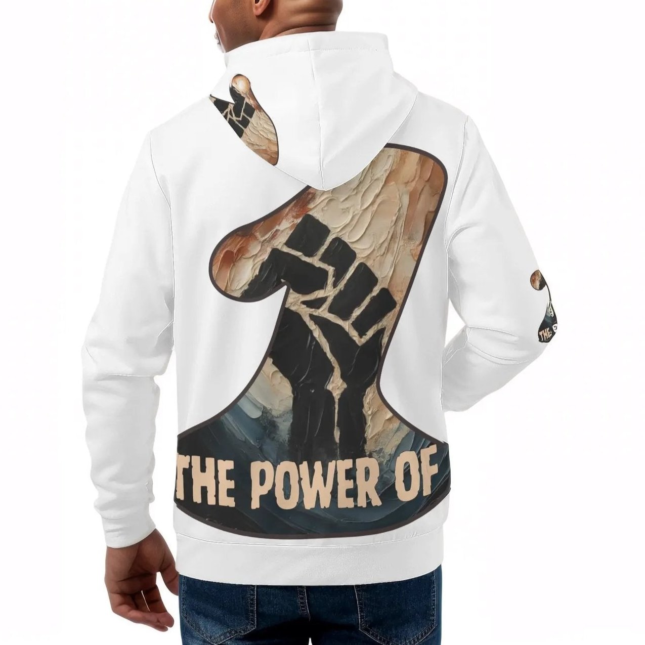 Mens All Over Print Warm Velvet Lined Hoodie "The Power of One"