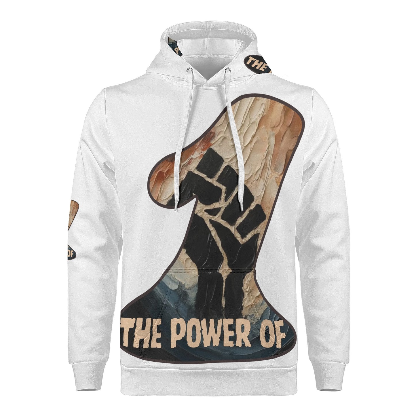 Mens All Over Print Warm Velvet Lined Hoodie "The Power of One"