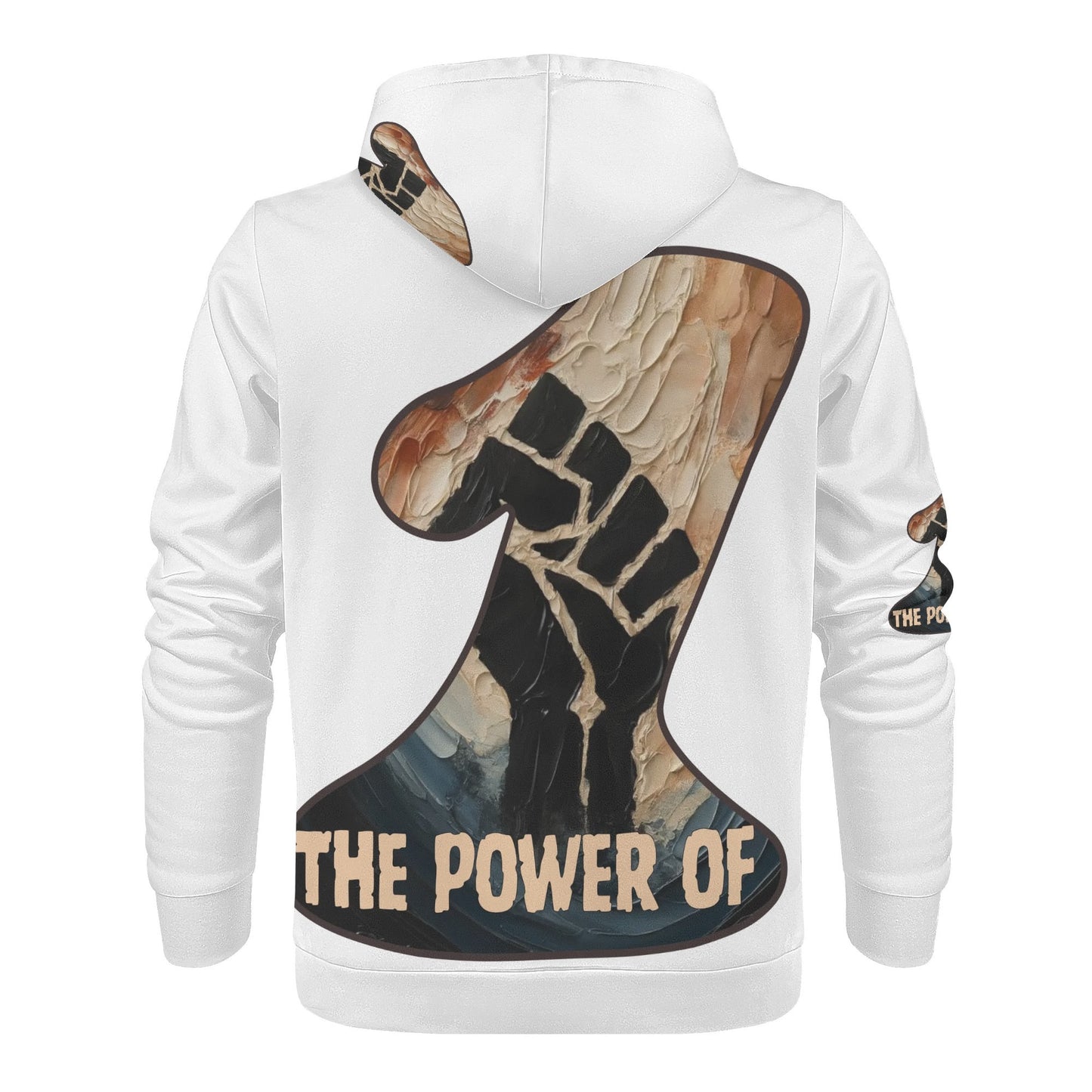 Mens All Over Print Warm Velvet Lined Hoodie "The Power of One"