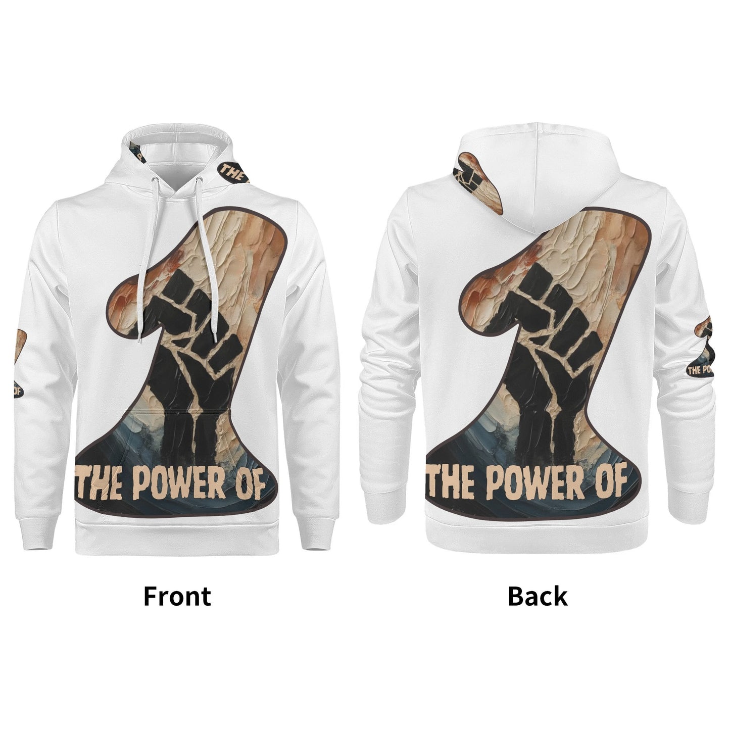 Mens All Over Print Warm Velvet Lined Hoodie "The Power of One"