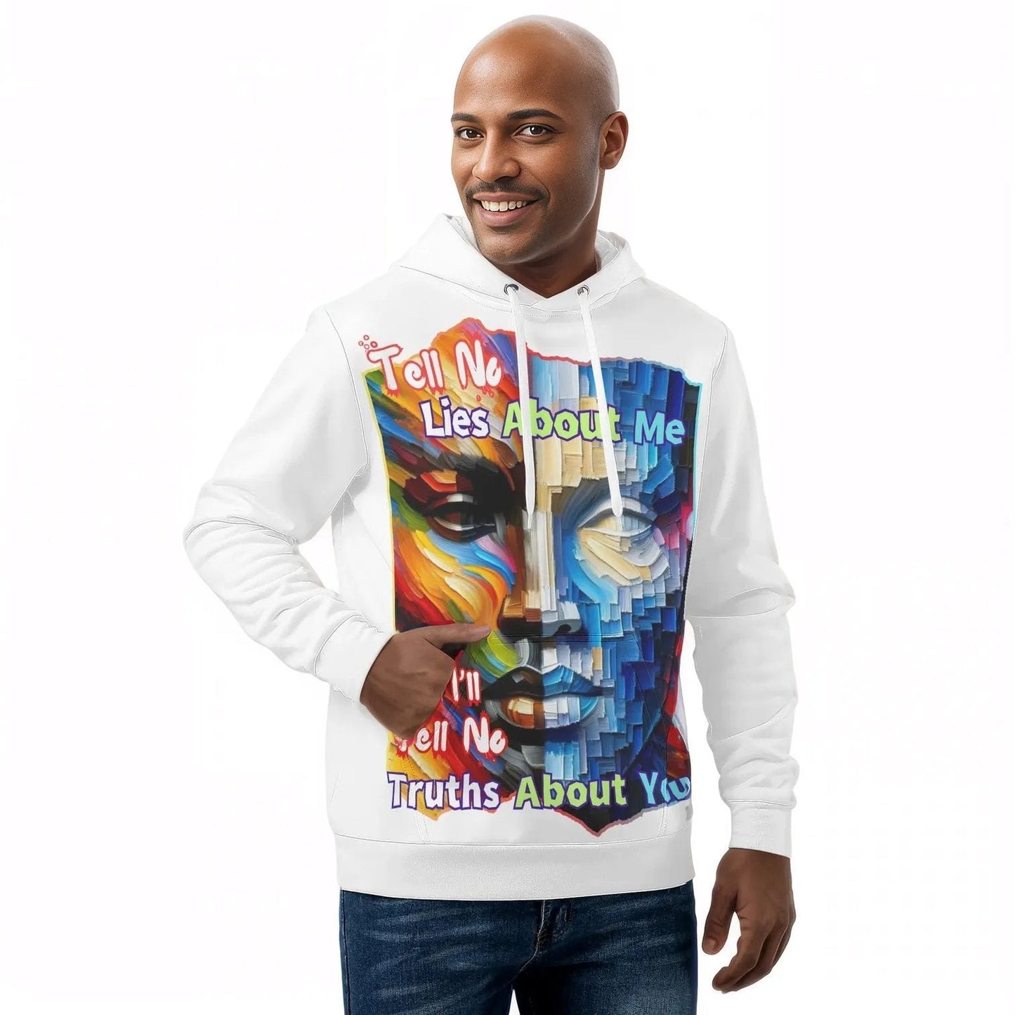 Mens All Over Print Warm Velvet Lined Hoodie "Tell No Lies About Me..."