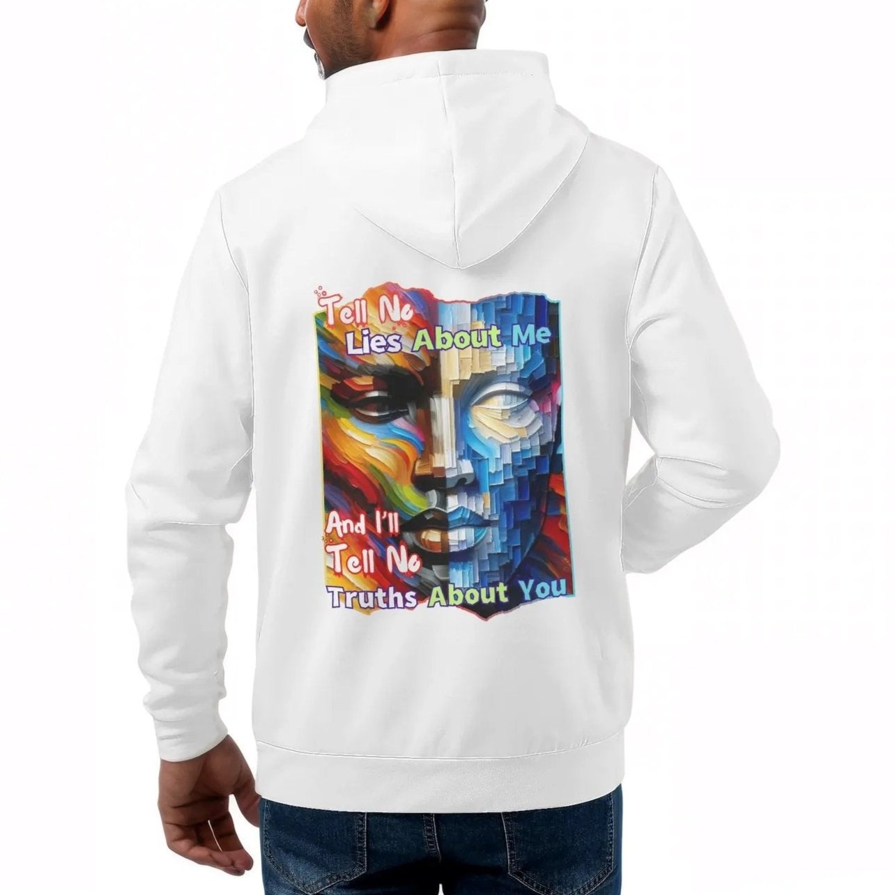 Mens All Over Print Warm Velvet Lined Hoodie "Tell No Lies About Me..."