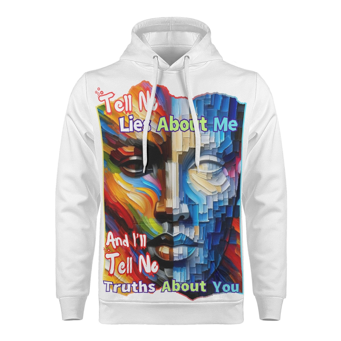 Mens All Over Print Warm Velvet Lined Hoodie "Tell No Lies About Me..."