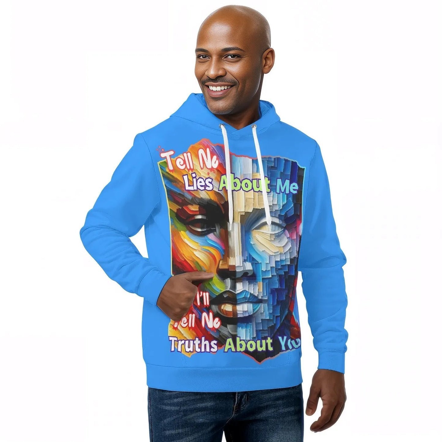 Mens All Over Print Warm Velvet Lined Hoodie "Tell No Lies About Me..."