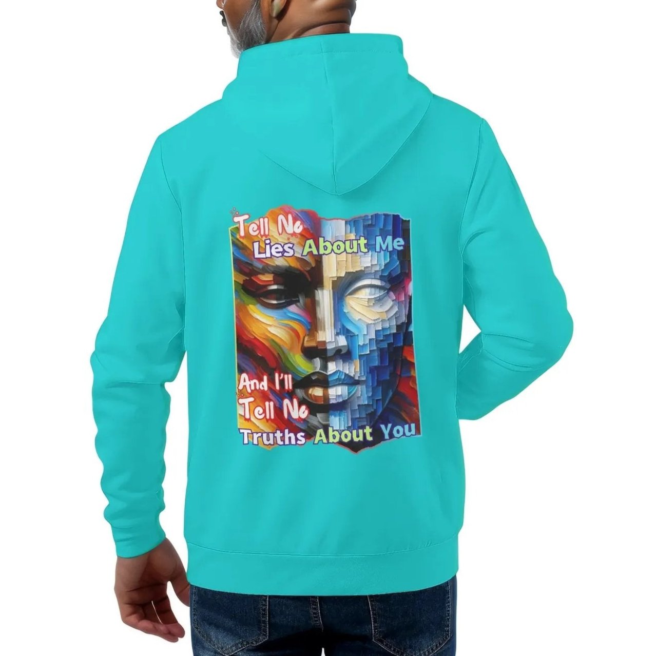 Mens All Over Print Warm Velvet Lined Hoodie "Tell No Lies About Me..."