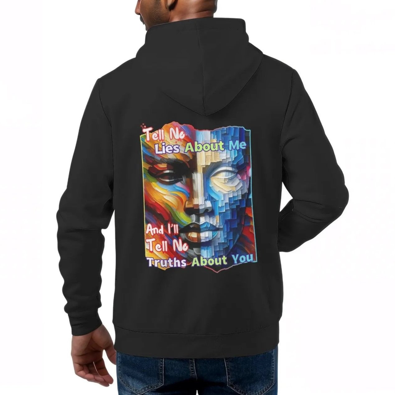 Mens All Over Print Warm Velvet Lined Hoodie "Tell No Lies About Me..."