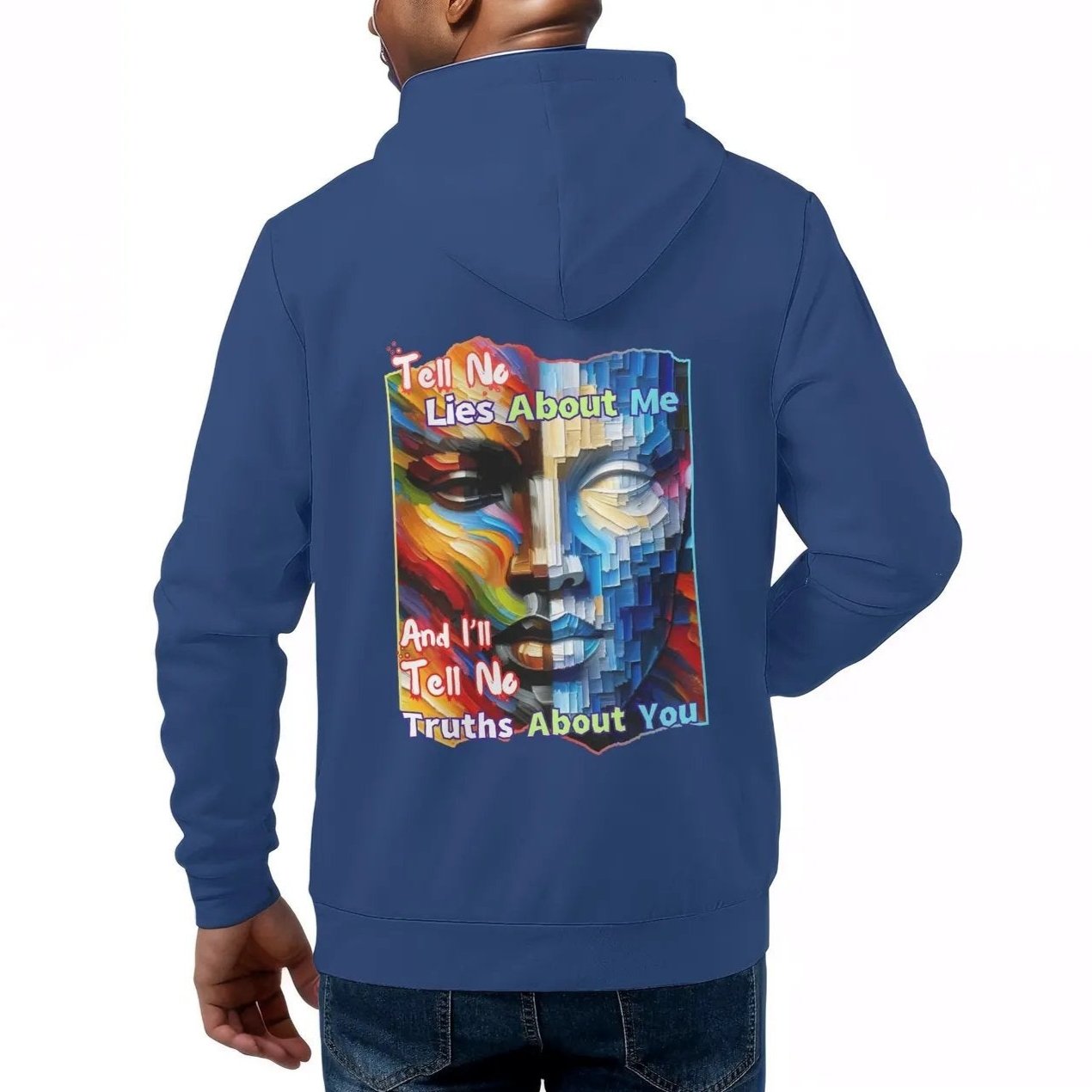 Mens All Over Print Warm Velvet Lined Hoodie "Tell No Lies About Me..."