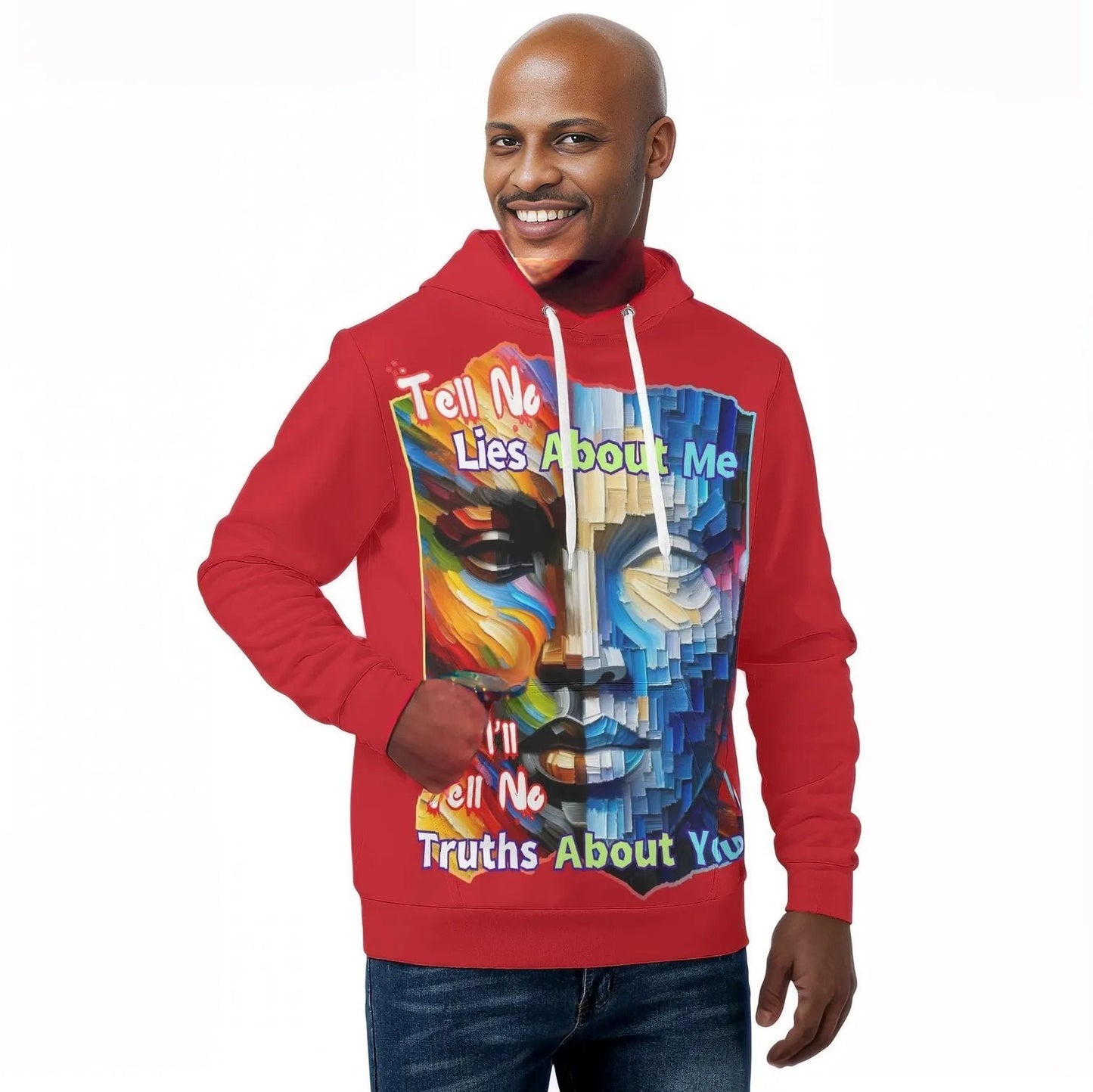 Mens All Over Print Warm Velvet Lined Hoodie "Tell No Lies About Me..."