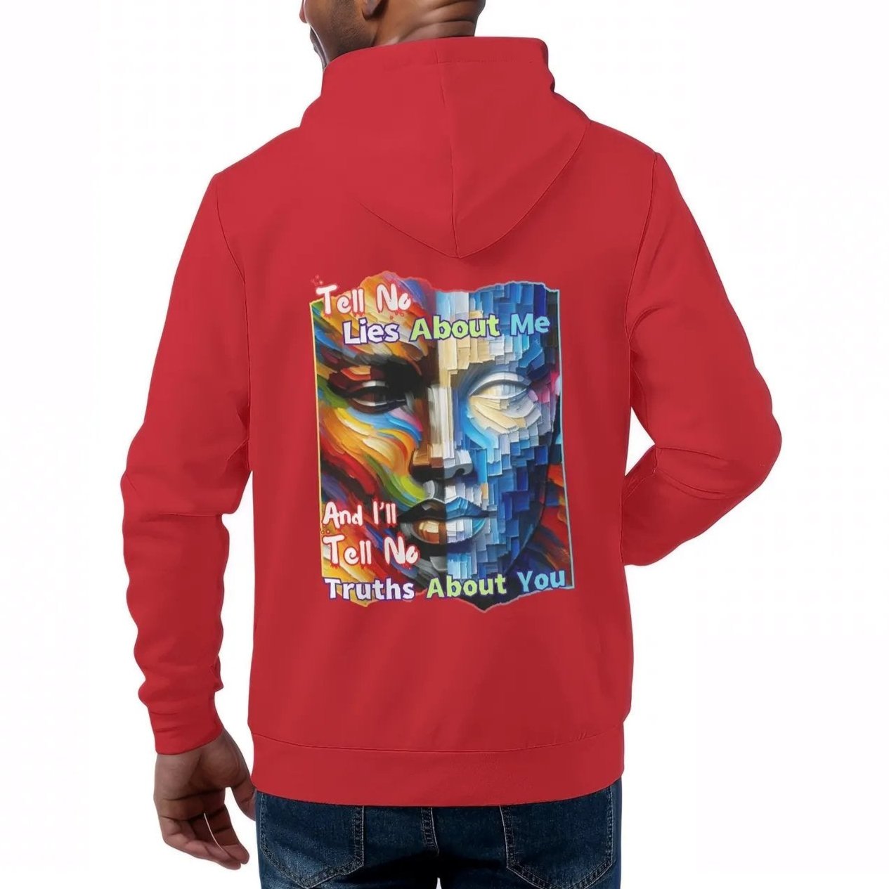 Mens All Over Print Warm Velvet Lined Hoodie "Tell No Lies About Me..."