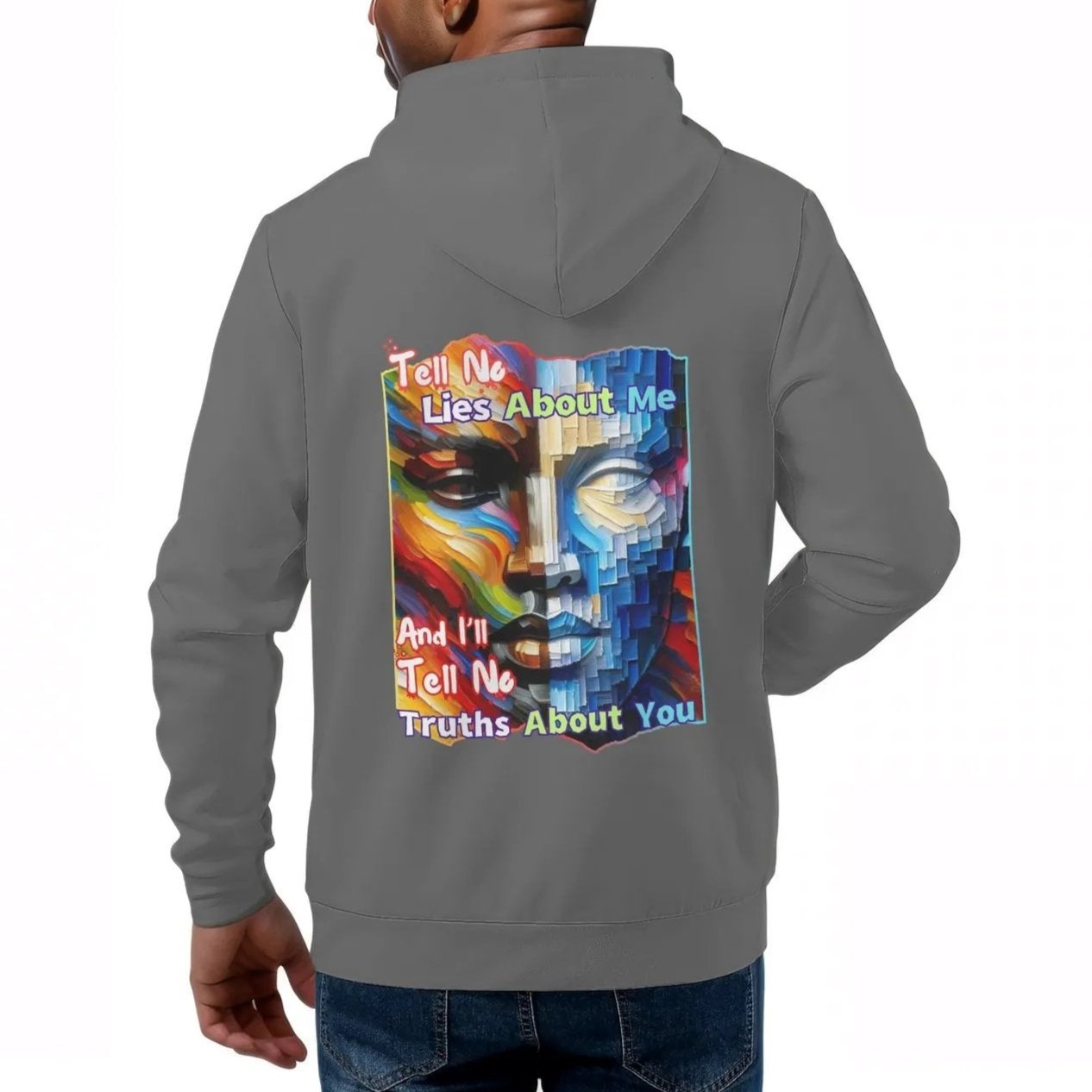 Mens All Over Print Warm Velvet Lined Hoodie "Tell No Lies About Me..."