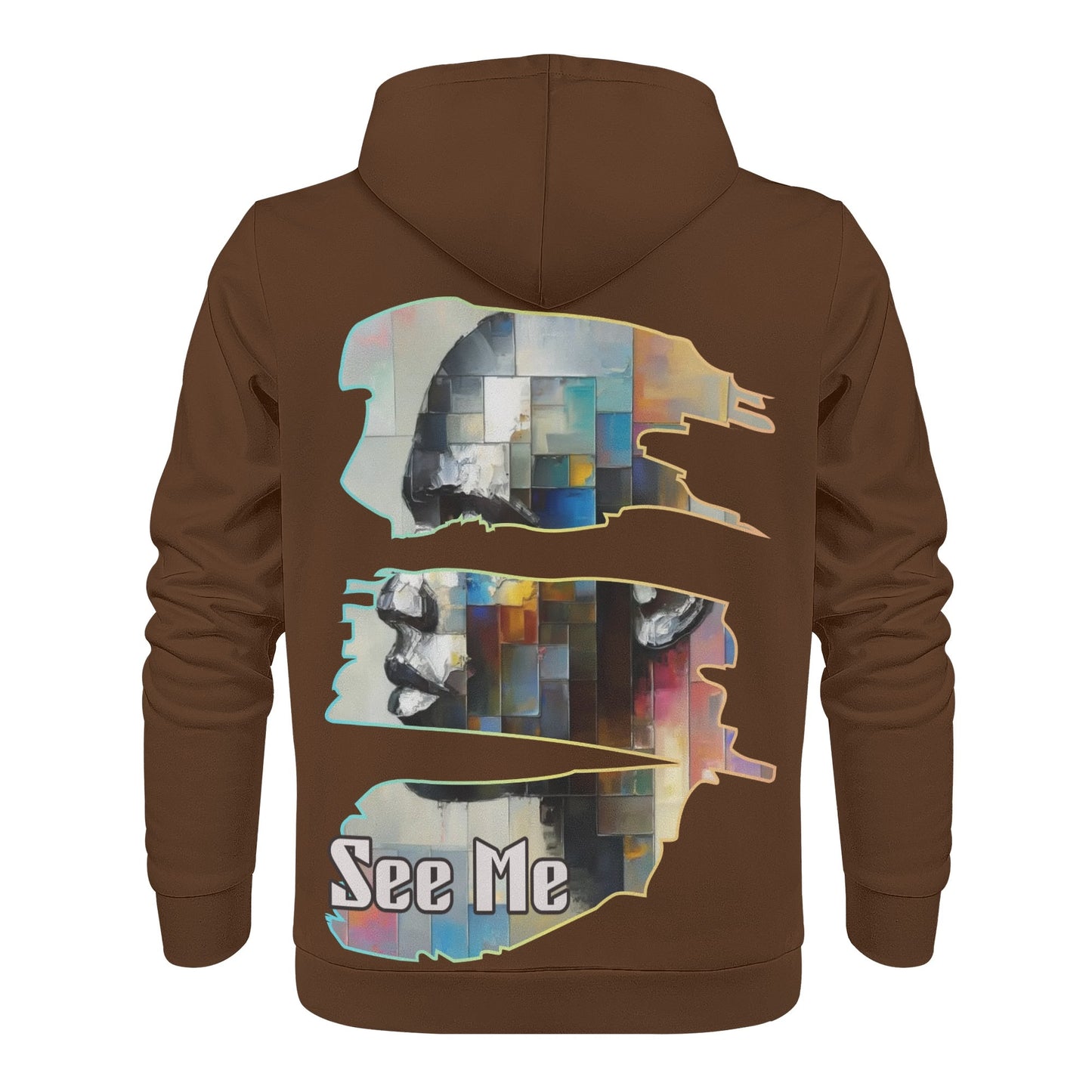 Mens All Over Print Warm Velvet Lined Hoodie "See Me"