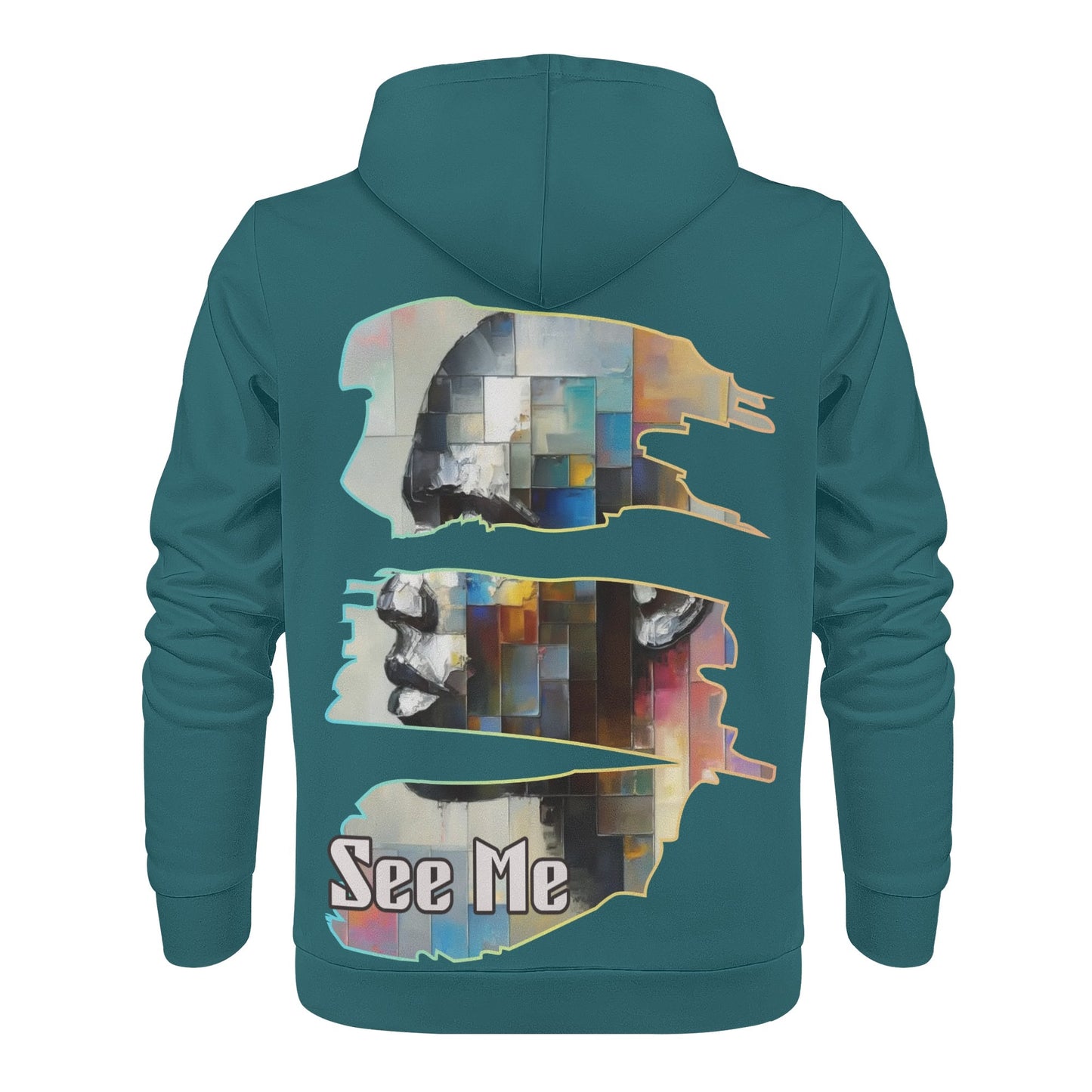 Mens All Over Print Warm Velvet Lined Hoodie "See Me"