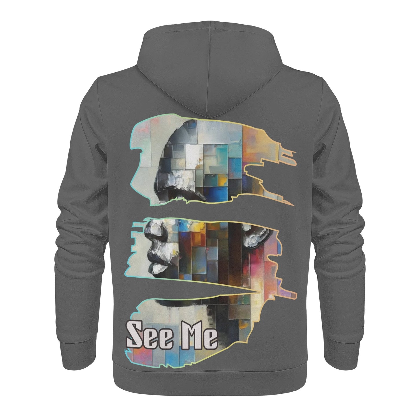 Mens All Over Print Warm Velvet Lined Hoodie "See Me"