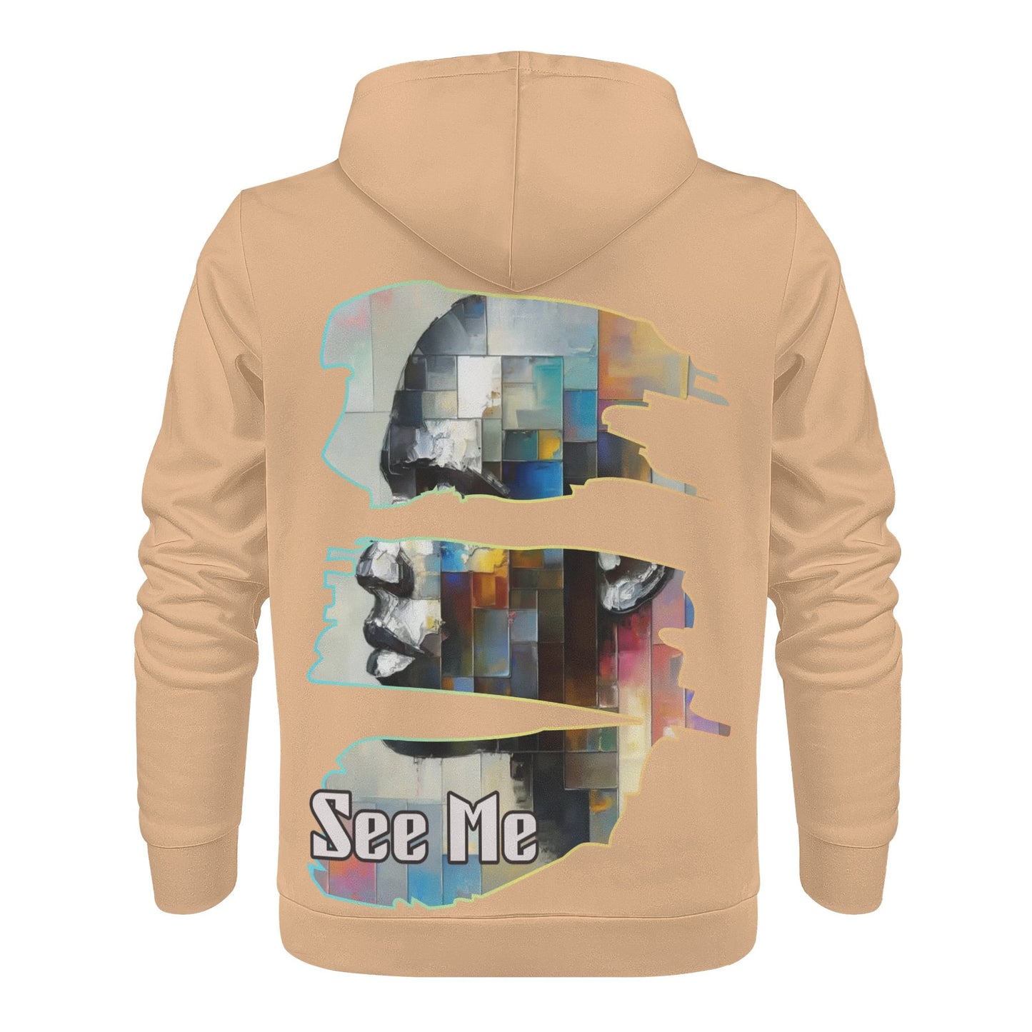 Mens All Over Print Warm Velvet Lined Hoodie "See Me"