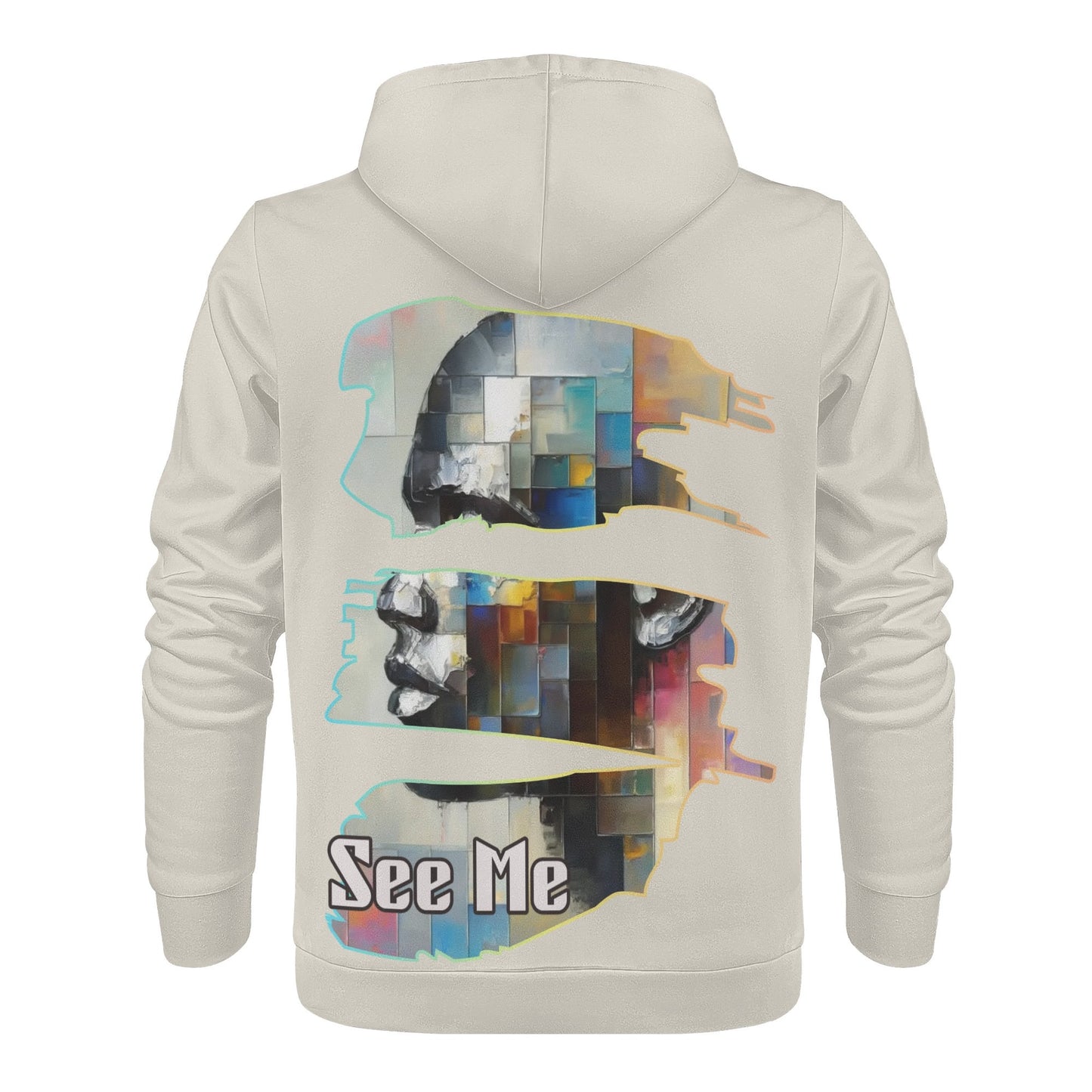 Mens All Over Print Warm Velvet Lined Hoodie "See Me"