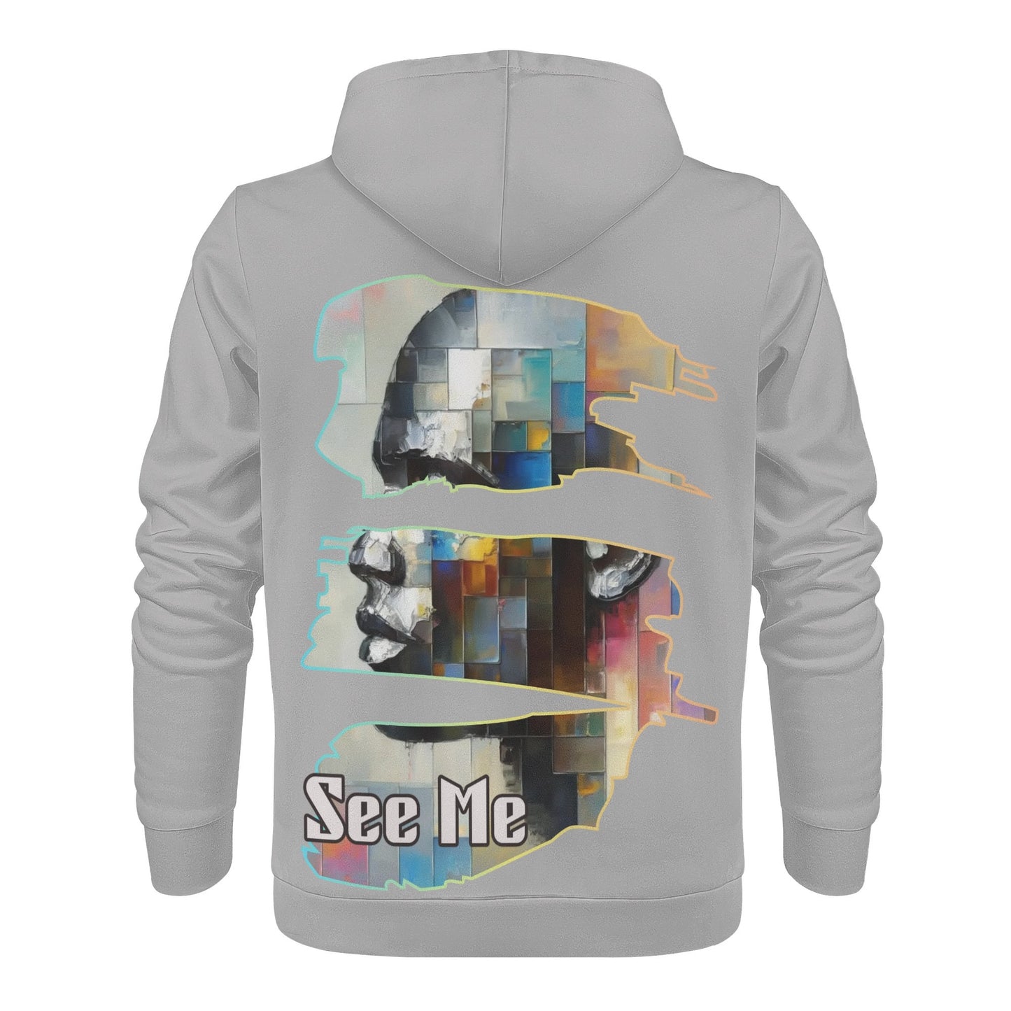 Mens All Over Print Warm Velvet Lined Hoodie "See Me"