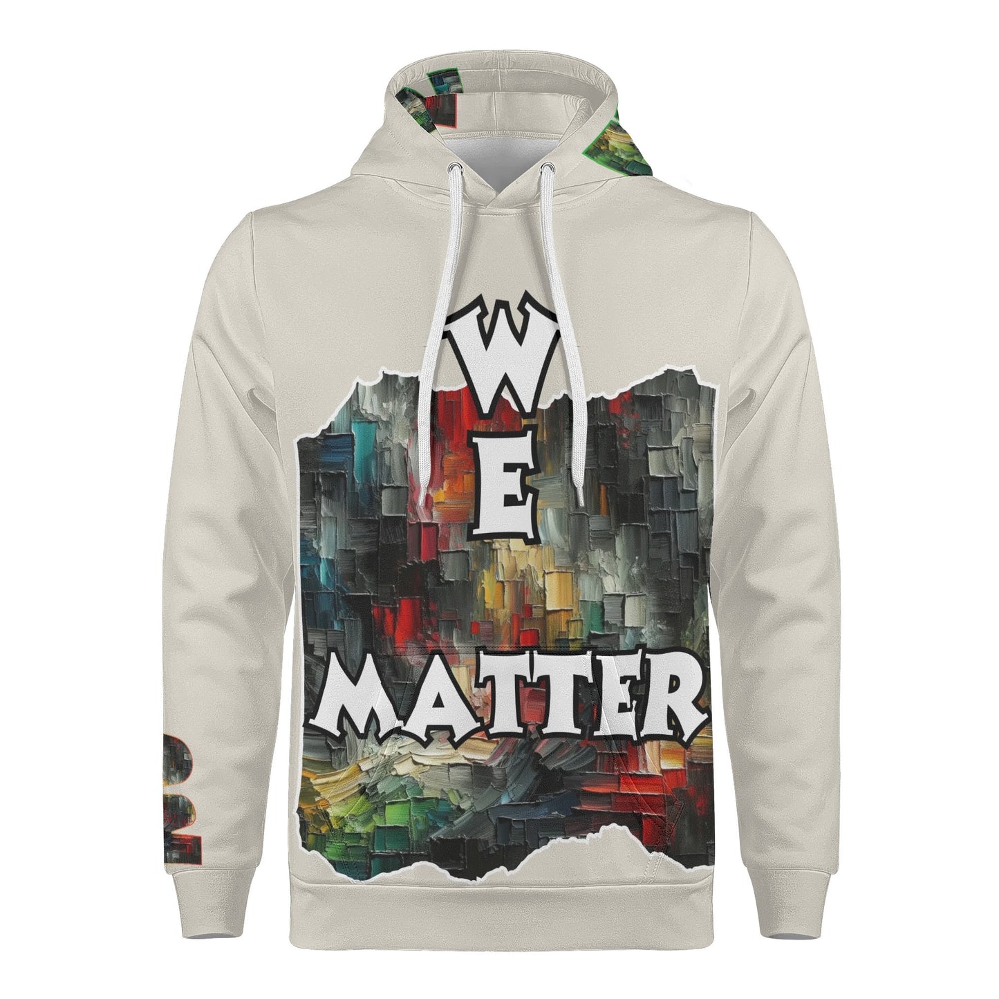 Mens All Over Print Warm Velvet Lined Hoodie "We Matter"