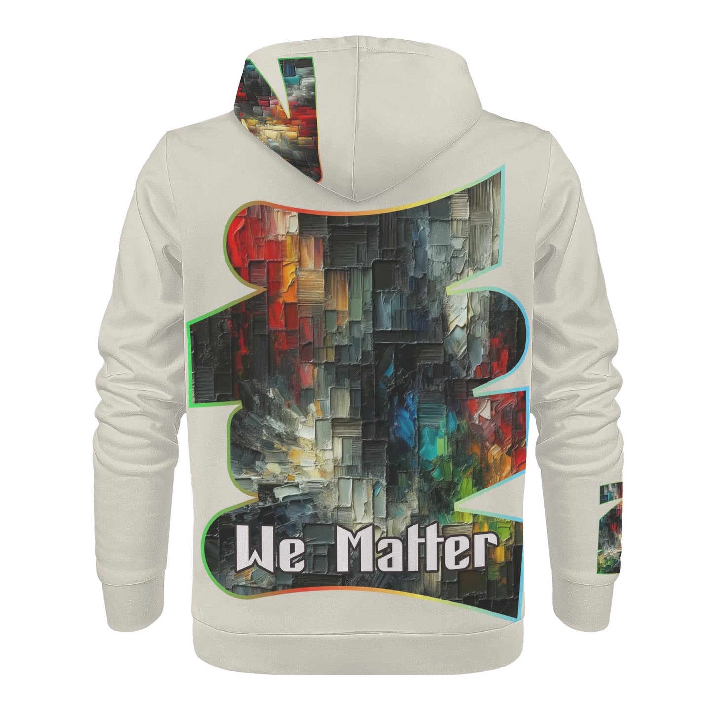 Mens All Over Print Warm Velvet Lined Hoodie "We Matter"