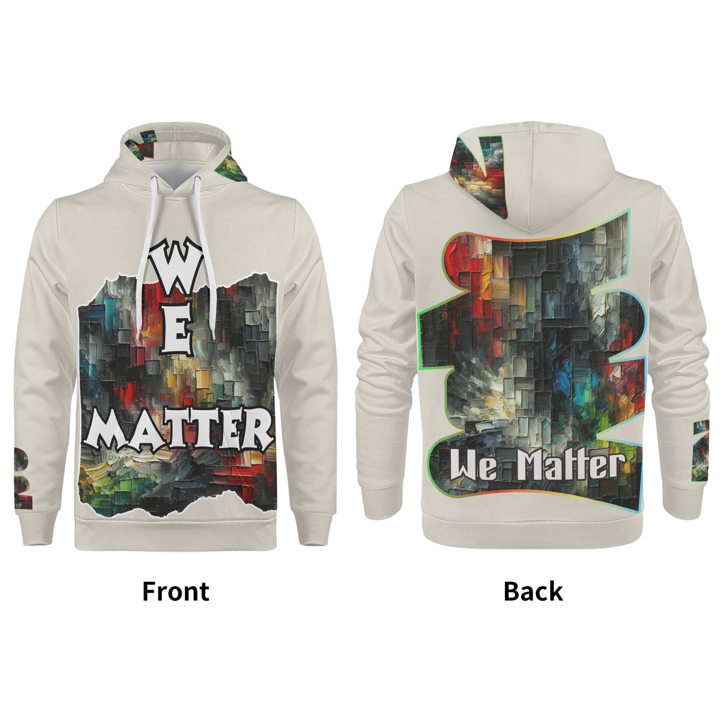 Mens All Over Print Warm Velvet Lined Hoodie "We Matter"