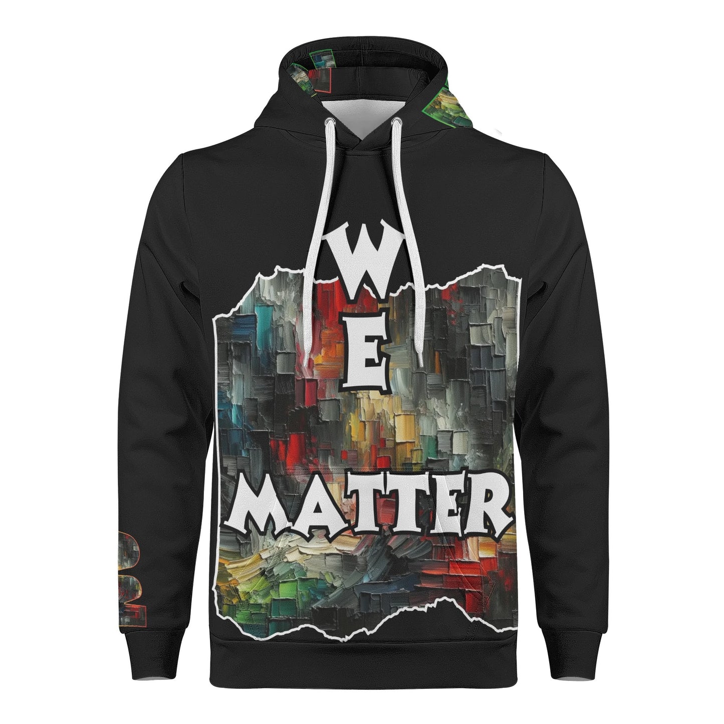 Mens All Over Print Warm Velvet Lined Hoodie "We Matter"