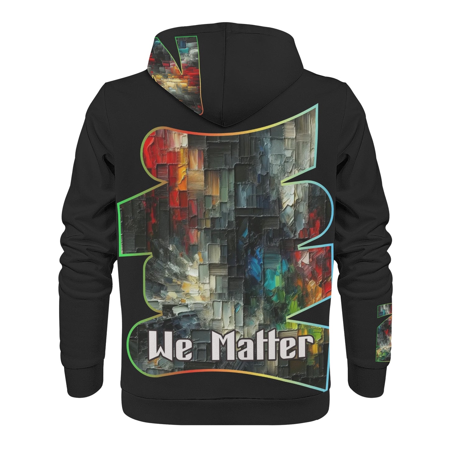 Mens All Over Print Warm Velvet Lined Hoodie "We Matter"