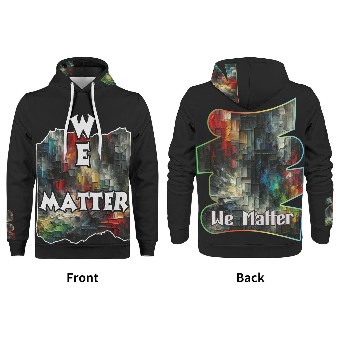 Mens All Over Print Warm Velvet Lined Hoodie "We Matter"