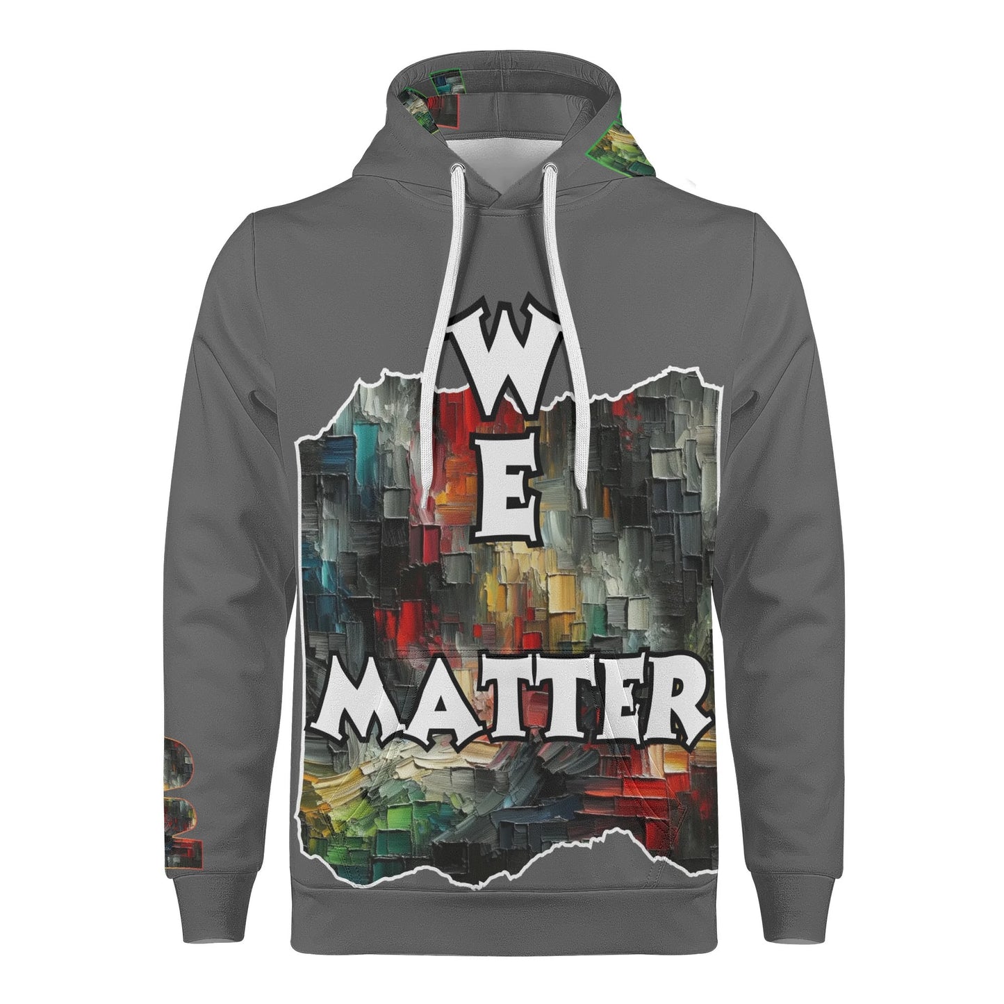 Mens All Over Print Warm Velvet Lined Hoodie "We Matter"