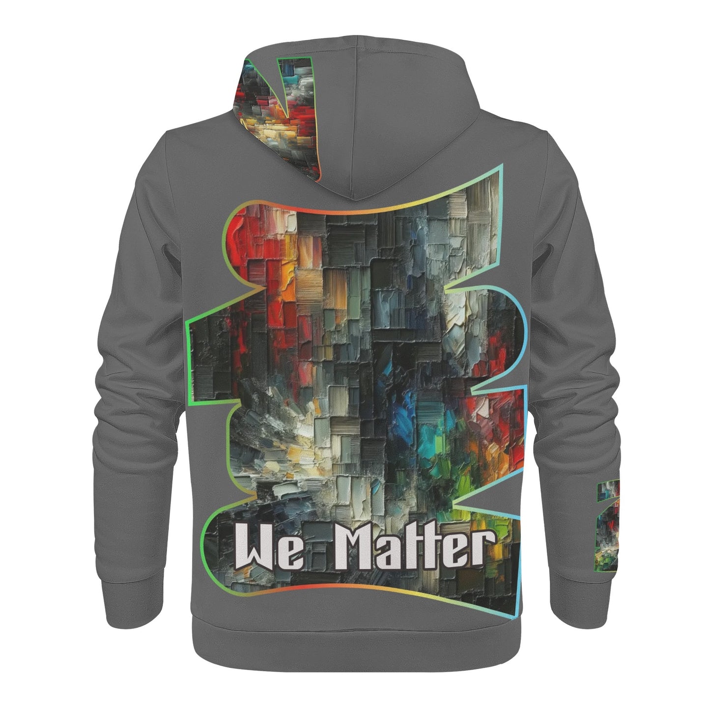 Mens All Over Print Warm Velvet Lined Hoodie "We Matter"