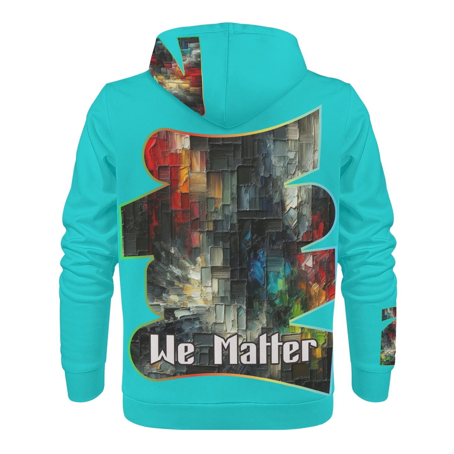 Mens All Over Print Warm Velvet Lined Hoodie "We Matter"