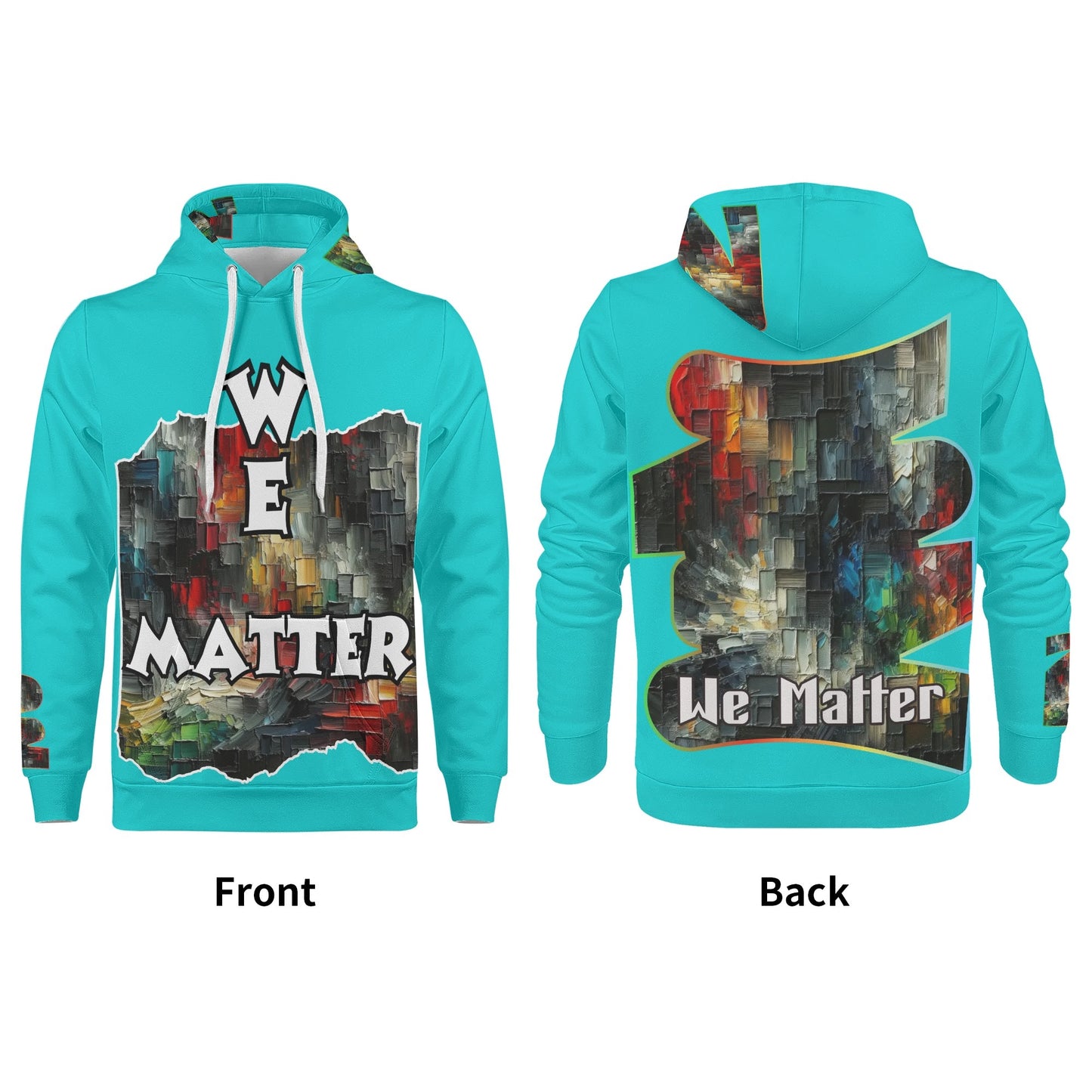 Mens All Over Print Warm Velvet Lined Hoodie "We Matter"