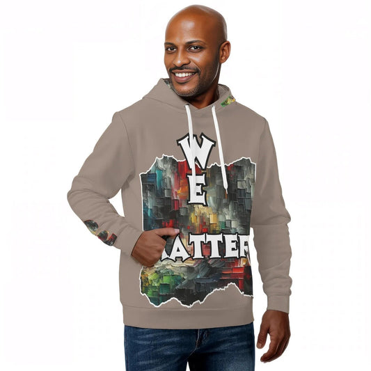 Mens All Over Print Warm Velvet Lined Hoodie "We Matter"