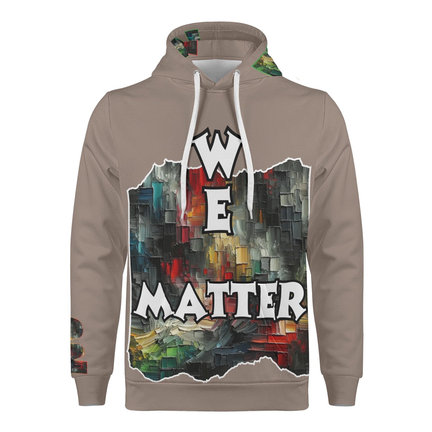 Mens All Over Print Warm Velvet Lined Hoodie "We Matter"