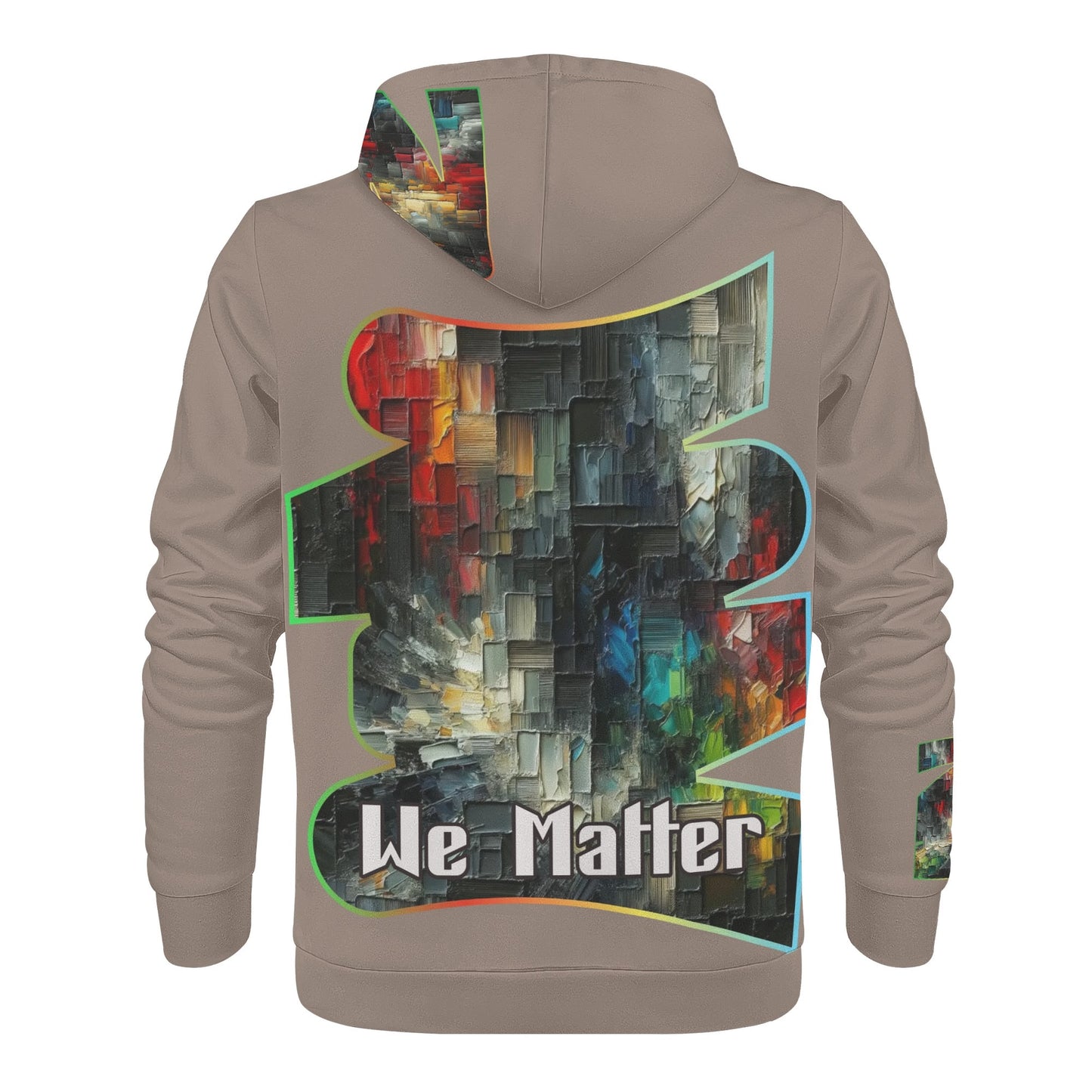 Mens All Over Print Warm Velvet Lined Hoodie "We Matter"