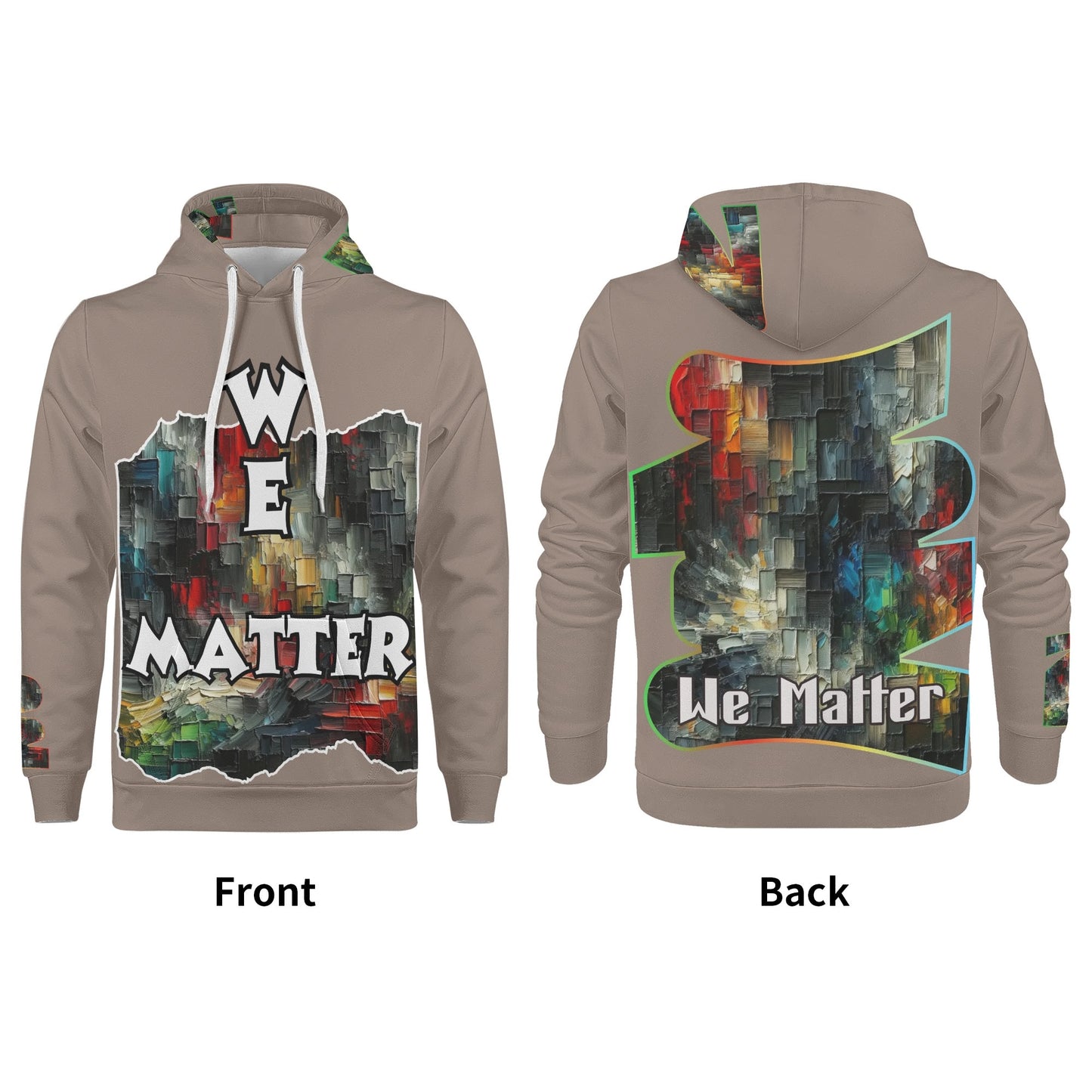 Mens All Over Print Warm Velvet Lined Hoodie "We Matter"